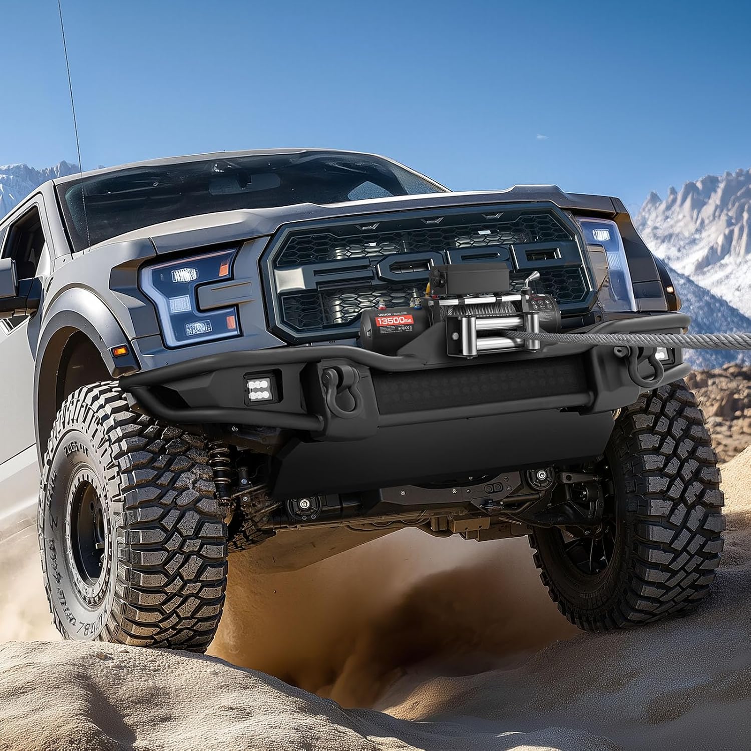 VEVOR Electric Winch, 13500 lbs Load Capacity, 12V DC Truck Winch with Φ3/8 in x 80 ft Steel Rope, Wireless & Wired Remote Control, IP55 Waterproof for Towing SUV Jeep Trailer Boat Off-Road Vehicle