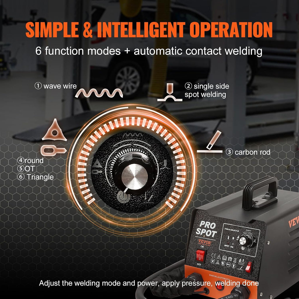 VEVOR Stud Welder Dent Repair Kit, 3KW Spot Welder Dent Puller with 6 Welding Modes, Auto Body Spot Welding Dent Puller Machine & 16 Types of Welding Accessories for Car, Truck, Motorcycle Dent Repair