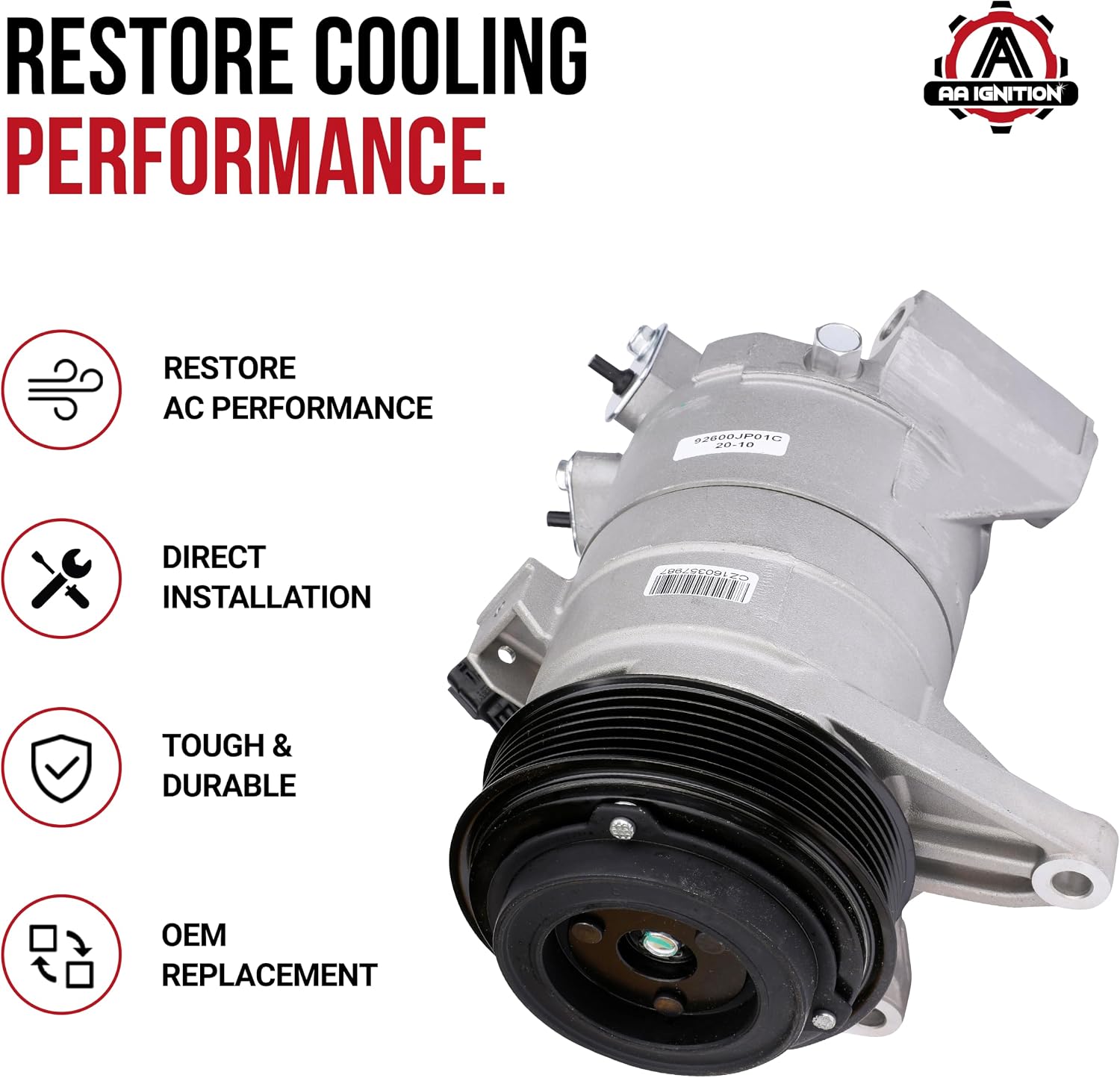 Replacement A/C Compressor Air Conditioning Control - Compatible with Nissan Murano, Maxima, Quest, Pathfinder 3.5L 2009-2014 - Replaces 92600JP01C, 10000652, FG671, 11319C - AC Compressor For Car