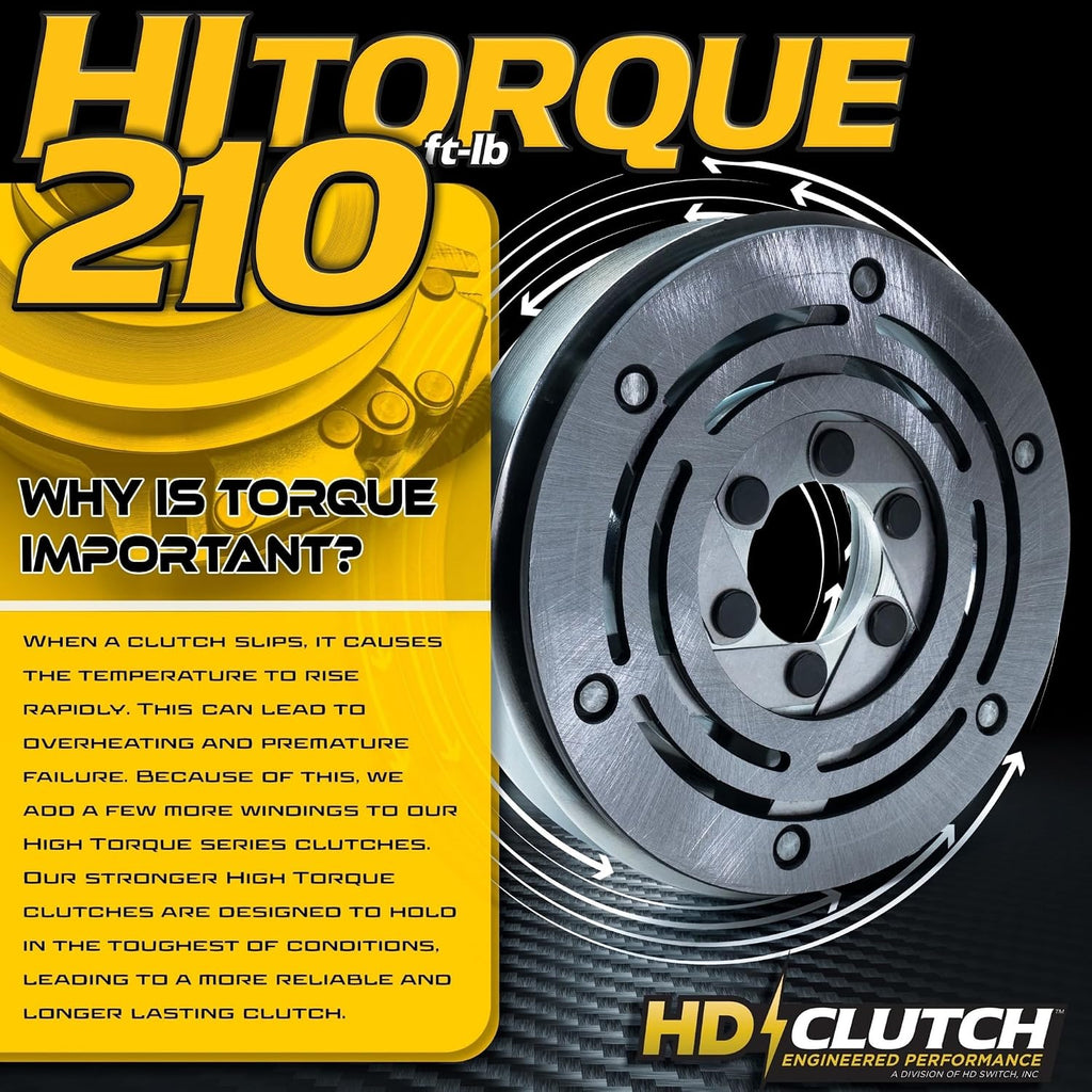 HD Switch HiTorque 210ftlb BIGBearing Billet Pulley Electric PTO Clutch 106-6594 Toro Z288E Mower w/Larger Replaceable Pulley Bearing and Bearing Upgrade