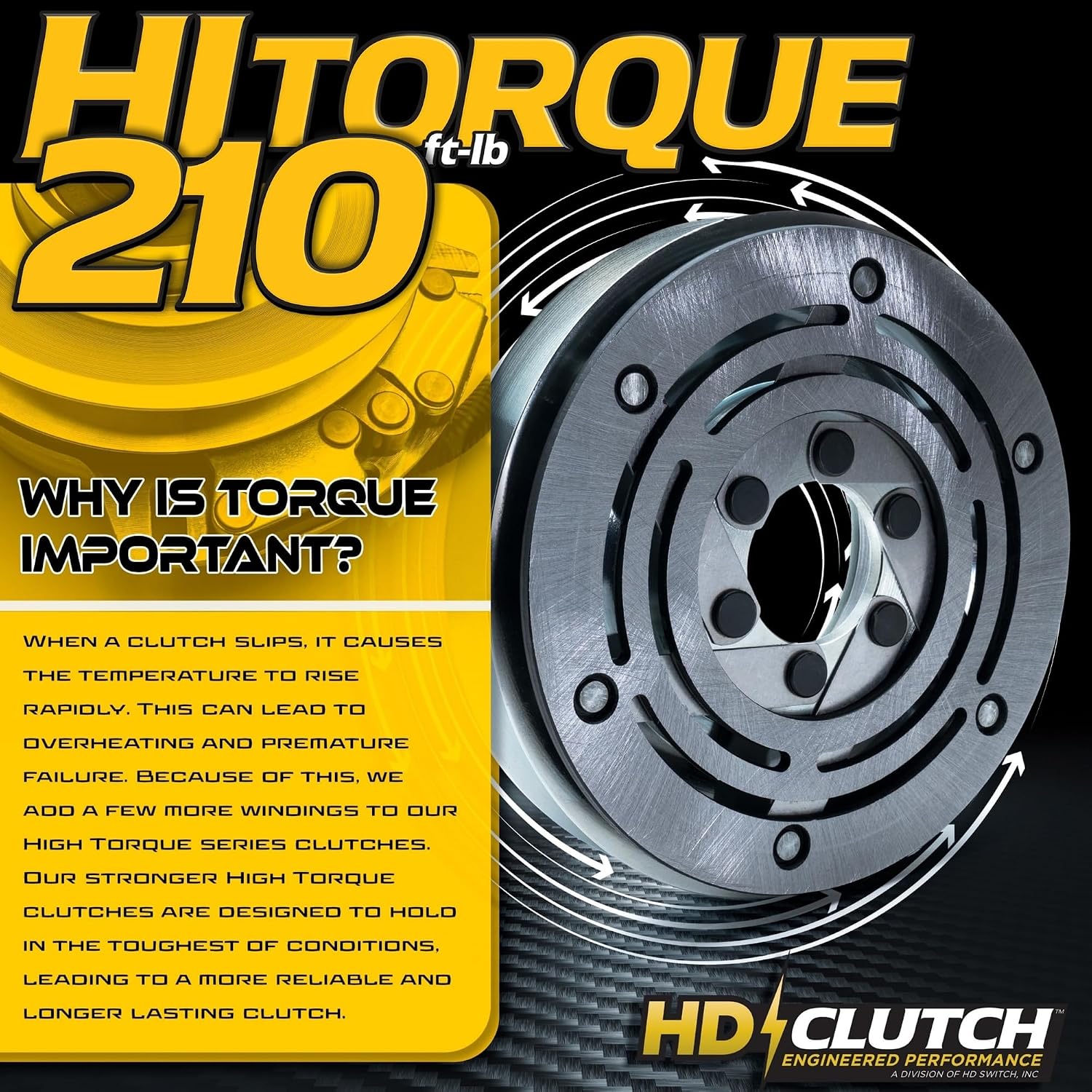 HD Switch HiTorque 210ftlb BIGBearing Billet Pulley Electric PTO Clutch 106-6594 Toro Z288E Mower w/Larger Replaceable Pulley Bearing and Bearing Upgrade