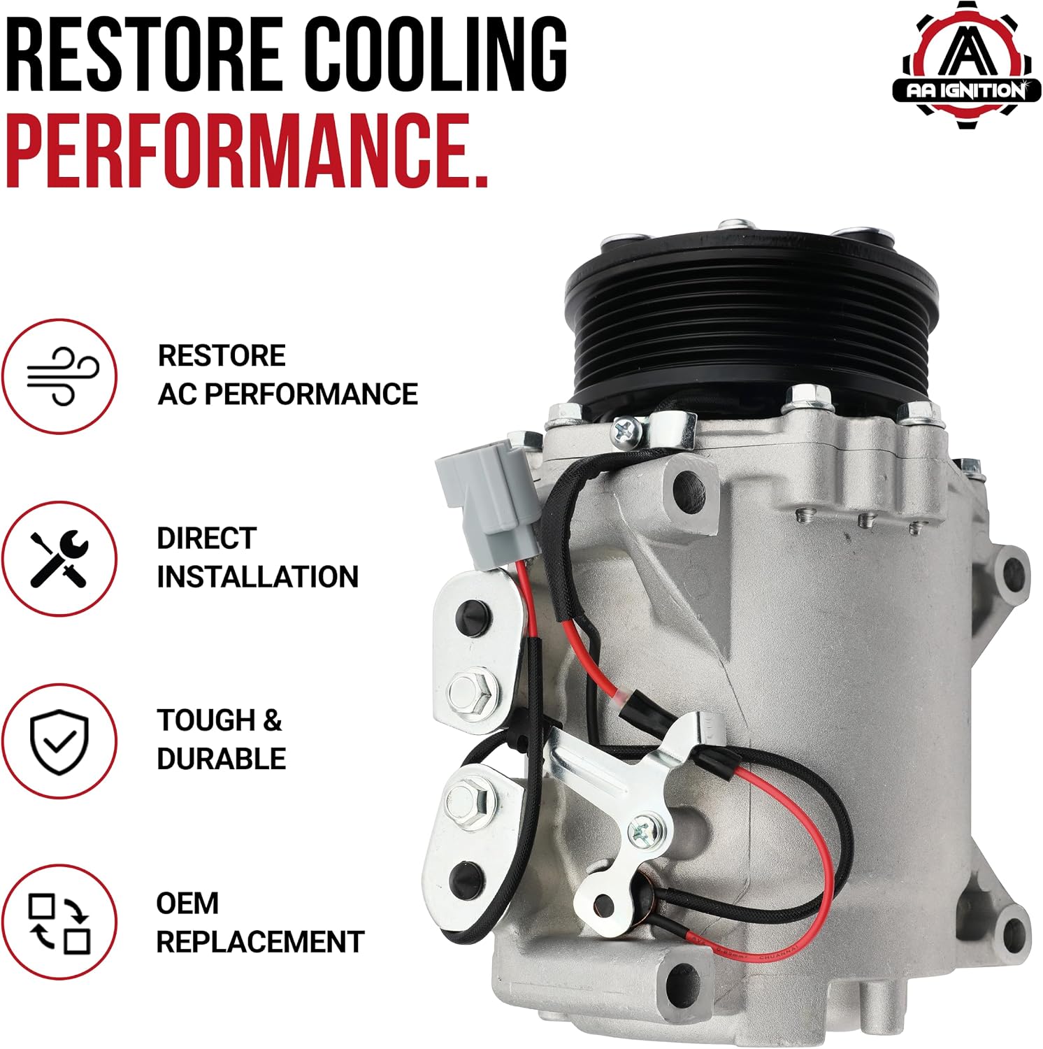 Honda CRV AC Compressor - Compatible with 2002-2006 Honda CR-V, 2.4L Vehicles - Replaces 10663AC, 1522110, 10345240, 10349721, 638951- HVAC Air Conditioner Compressor