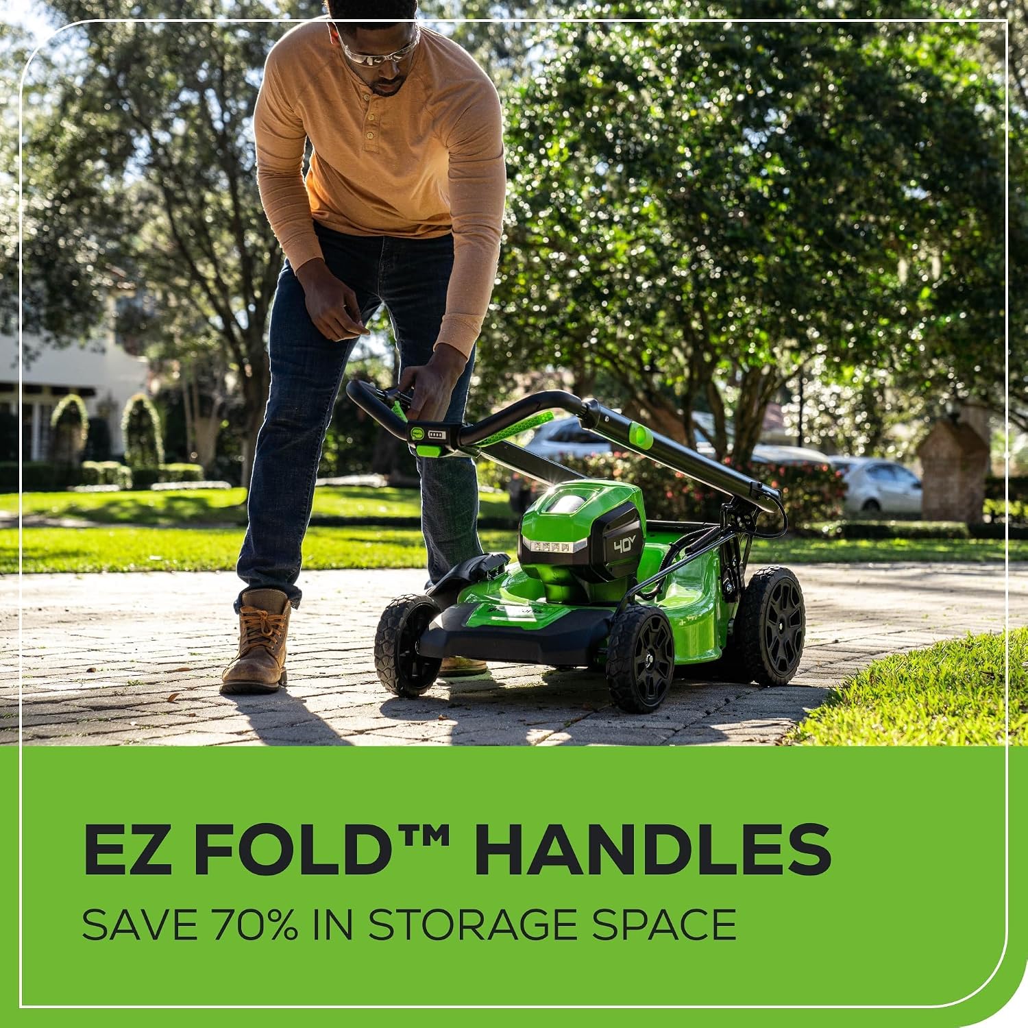Greenworks 40V 20' Cordless Battery Push Lawn Mower, 13' String Trimmer & 350 CFM Leaf Blower w/ 4.0Ah Battery & Charger