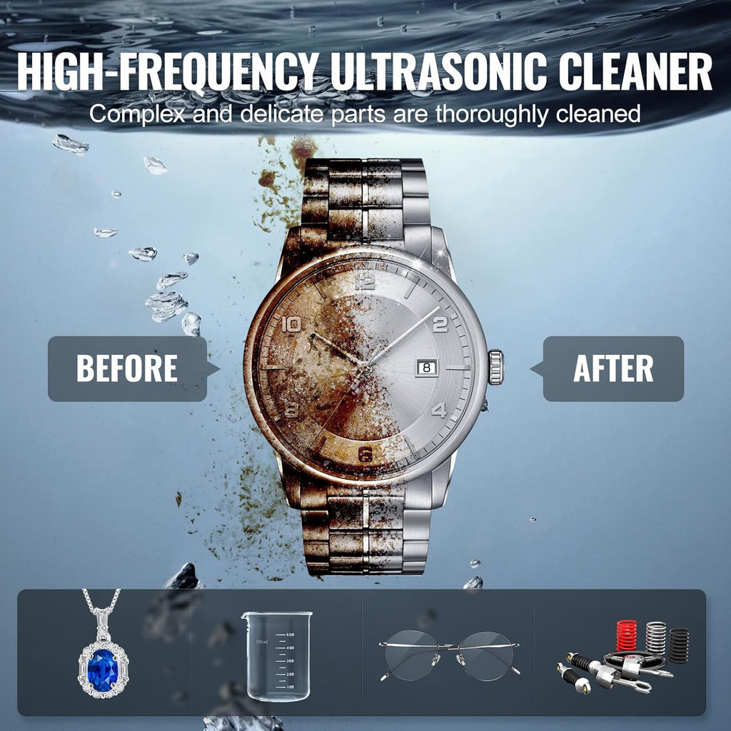 VEVOR 15L Sonic Cleaner with Heater Timer & Basket, Professional Digital Sonic Cavitation Machine, 360W Cleaning Machine for Lab Tools, Metal Parts, Carburetor, Brass, Auto Parts, Engine Parts