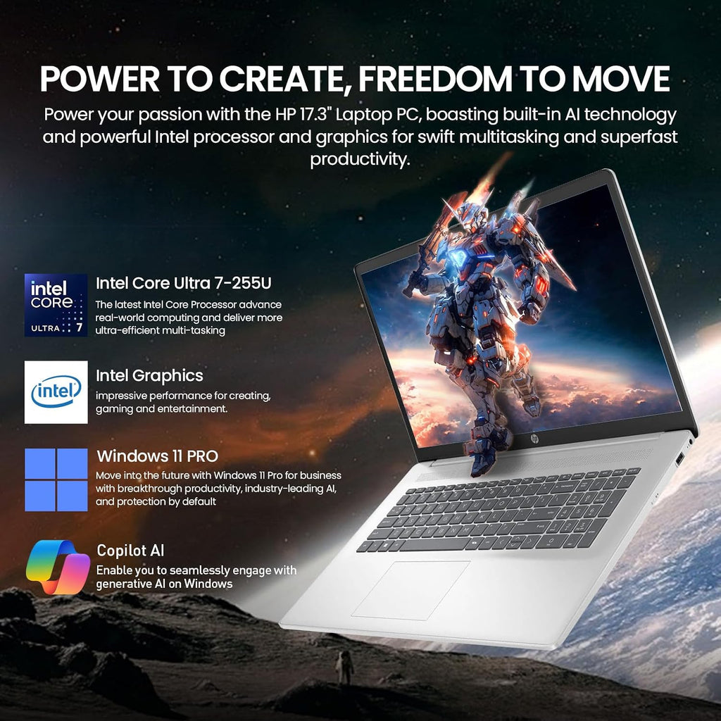 HP 2026 17 Inch Laptop Touchscreen Computer, 17.3 HD+ IPS Touch Screen Business Laptop AI PC, 15th Gen Intel Core Ultra 7(12-Core), 8GB DDR5 RAM 512GB SSD|Windows 11 Pro,10-Key Backlit Keyboard|WiFi6