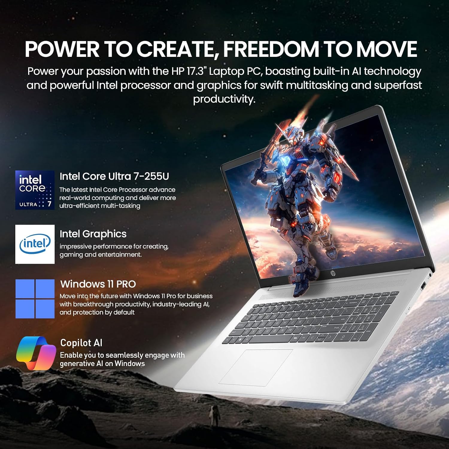 HP 2026 17 Inch Laptop Touchscreen Computer, 17.3 HD+ IPS Touch Screen Business Laptop AI PC, 15th Gen Intel Core Ultra 7(12-Core), 8GB DDR5 RAM 512GB SSD|Windows 11 Pro,10-Key Backlit Keyboard|WiFi6