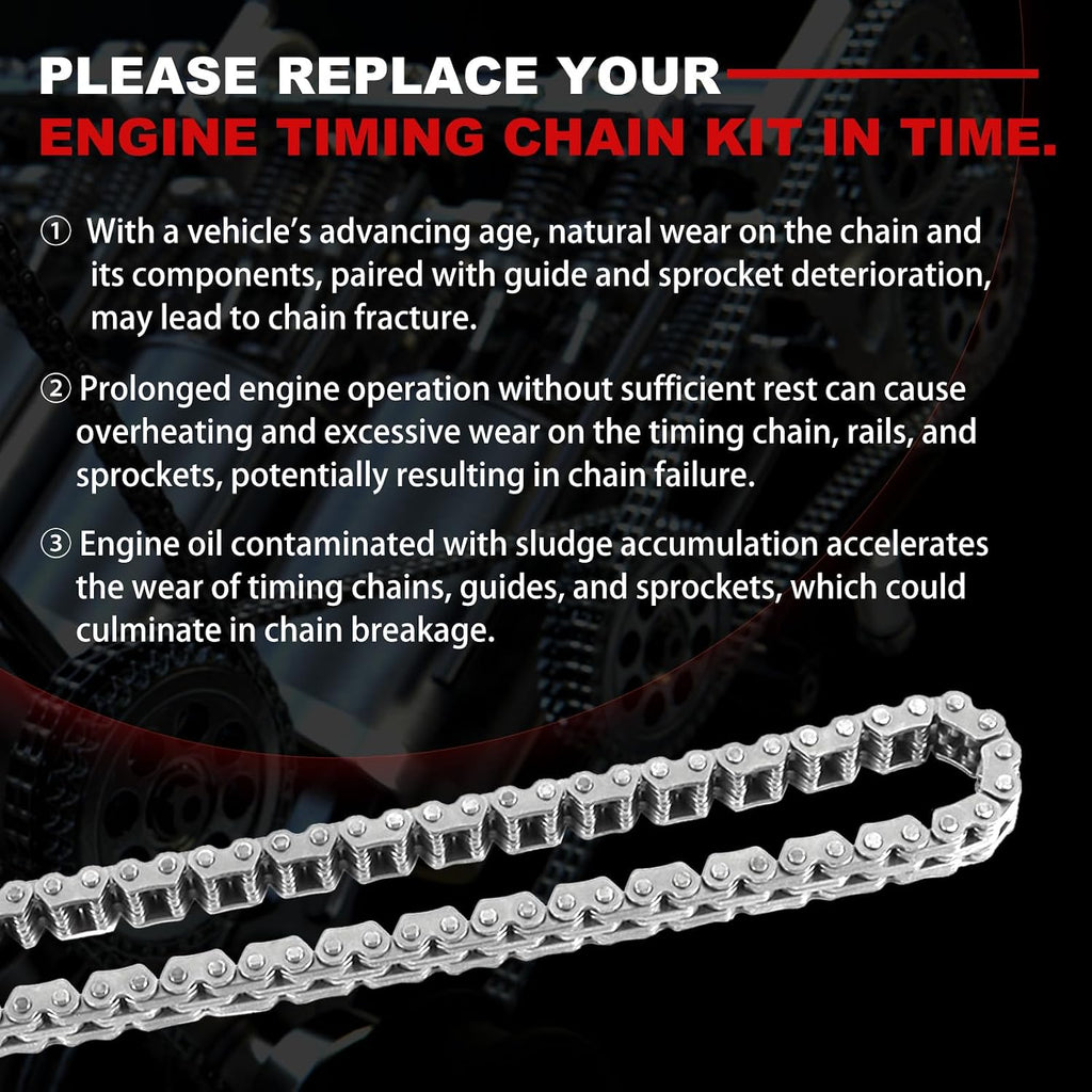 Engine Timing Chain Kit 4.0L Fit for Explorer 1997-2009 for Ranger B4000 2001-2009 for Mustang 2005-2009 Fit for Mountaineer 1998-2009 Car Replacement Parts Replace 4L2Z-6M290-AA F77Z-6268-AB