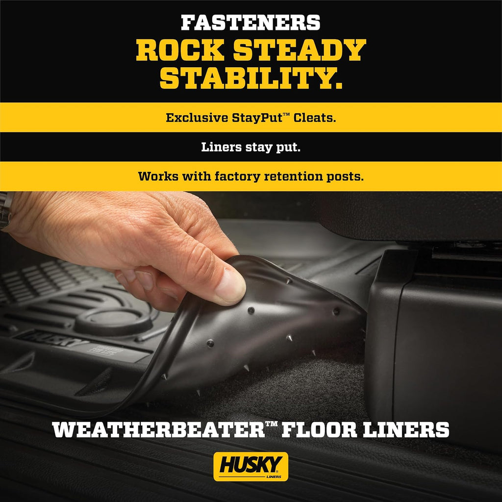 Husky Liners Weatherbeater Floor Mats | Fits 2018-2023 Hyundai Kona | Front & 2nd Row, 3-pc Black - 95581