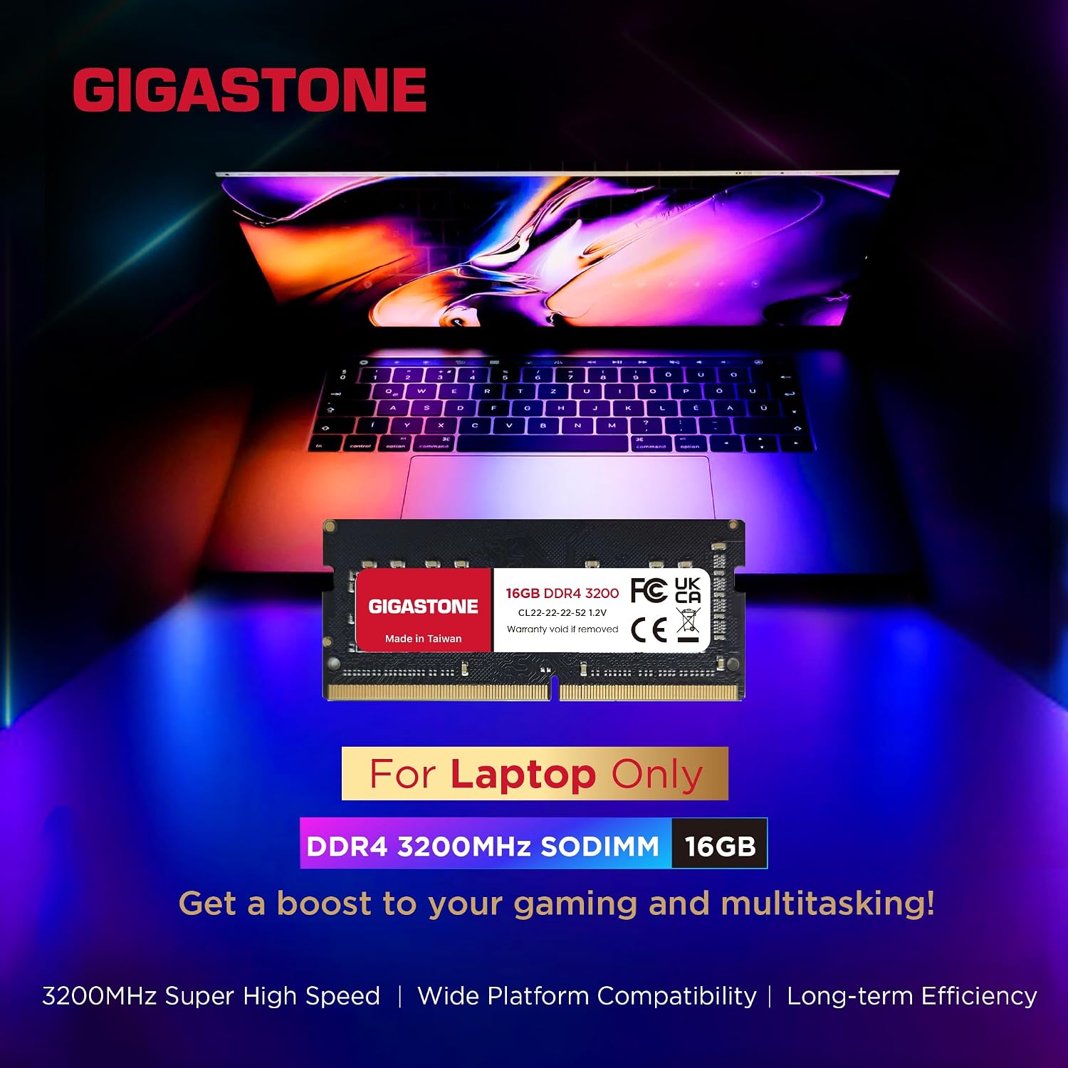 【DDR4 RAM Laptop Only】 GIGASTONE 32GB Kit (2x16GB) DDR4 3200MHz (2933MHz or 2666MHz) PC4-25600 (PC4-23400, 21300) CL22 1.2V SODIMM 260 Pin Unbuffered Non ECC High Performance Notebook Memory Upgrade