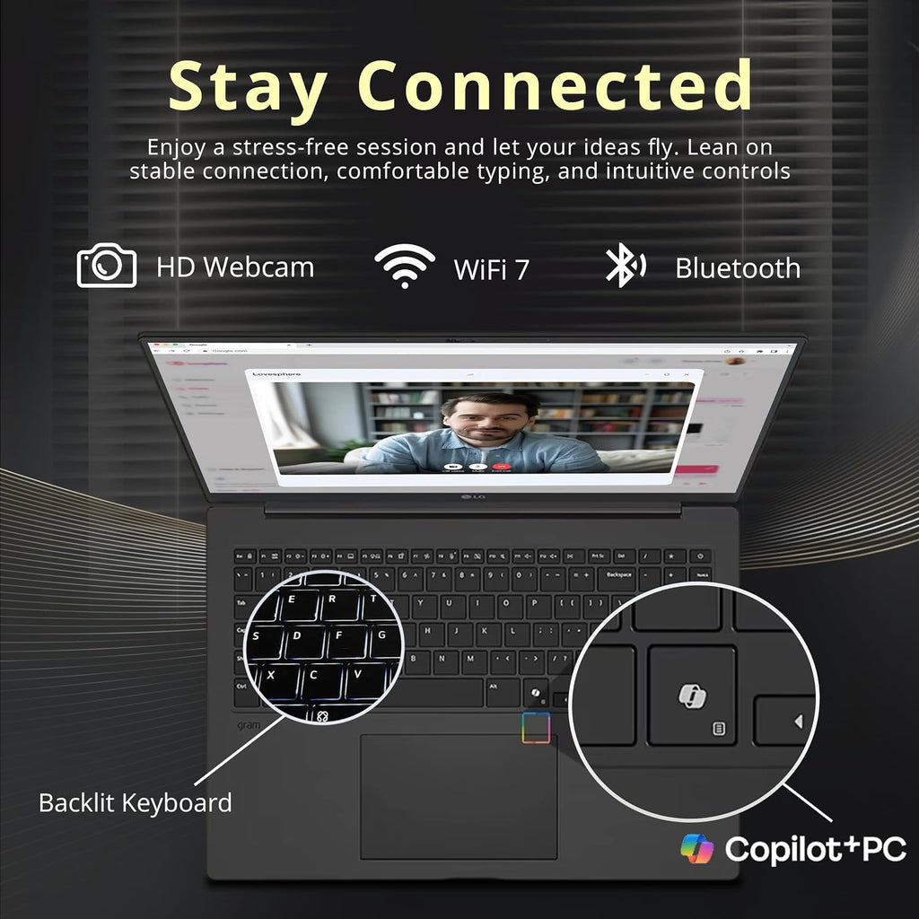 LG Gram 17' WQXGA Touchscreen Copilot+ PC Laptop, Intel Ultra 7 258V, 32GB LPDDR5X, 2TB Storage (1TB SSD+1TB Docking Station), Intel Arc Graphics, Backlit Keyboard, FHD Webcam, Wi-Fi 7, Win 11, Black