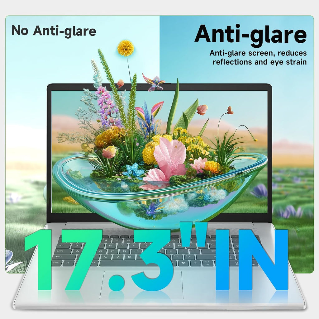 HP 17.3' Laptop for Business & Study, Intel 8-Core i3 Processor, 250 Nits Anti-Glare, Windows 11 Pro, Copilot AI, Wi-Fi 6 & Bluetooth 5.3, Up to 9 Hours Long Battery, Fast Charge,(16GB RAM |1TB SSD)