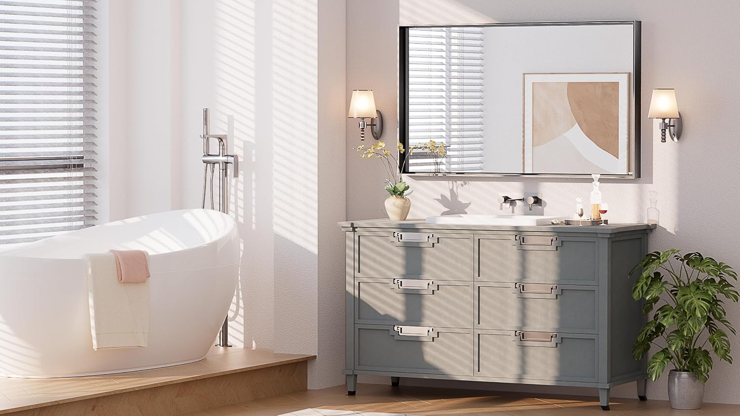 Keonjinn Black Bathroom Mirror 40 x 24 Inch, Metal Frame Black Mirror for Over Sink, Brushed Black, Modern Farmhouse, Square Corner Rectangular Mirrors for Wall(Horizontal/Vertical)