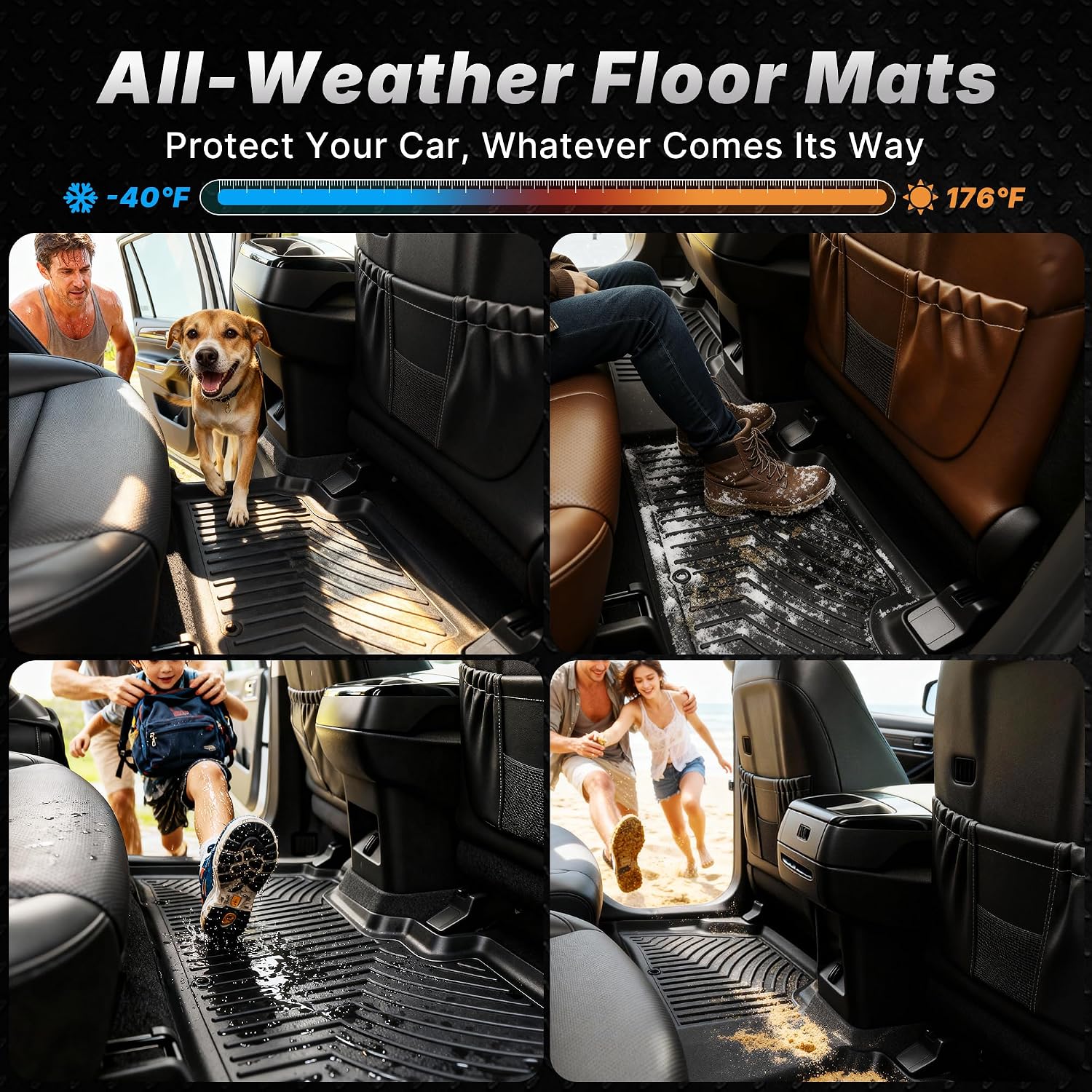 OEDRO Floor Mats Fit for 2019-2025 Honda Passport, TPE All-Weather Custom Fit Passport Floor Liners Fits 1st, 2nd Row Passport Accessories, Black
