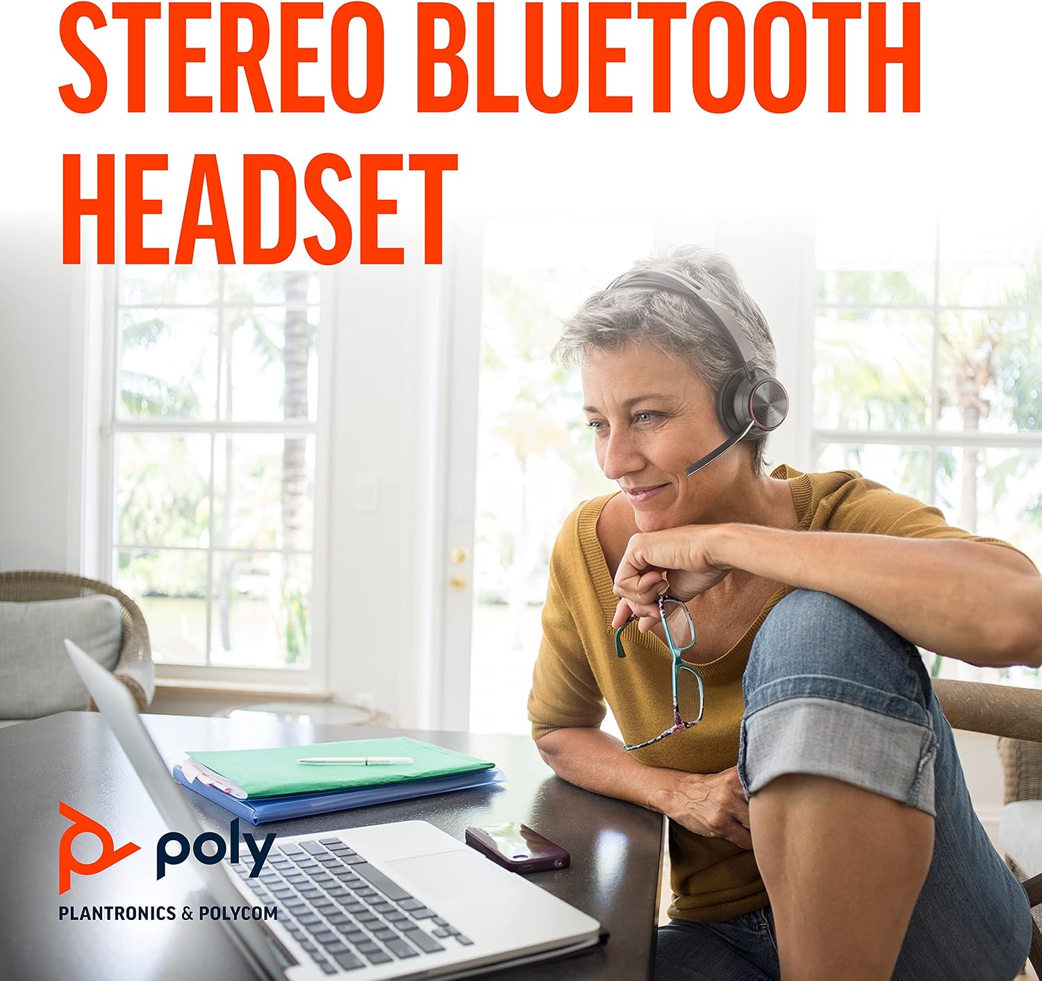 Poly - Voyager Focus 2 UC USB-A Headset (Plantronics) - Bluetooth Dual-Ear (Stereo) Headset with Boom Mic - USB-A PC/Mac Compatible - Active Noise Canceling - Works with Teams (Certified), Zoom & more