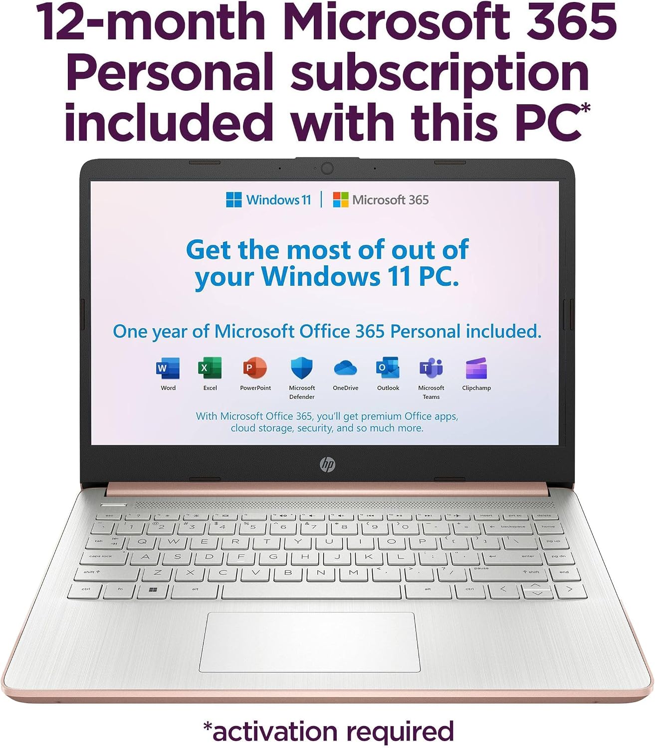 HP Touchscreen Laptop Computer for Student Home Study, 1-Year Office 365, Intel Processor, 8GB RAM, 256GB PCIe SSD, WiFi 6, BT 5.4, 14 inch, Webcam, Type-C, HDMI, Pale Rose Gold, Windows 11S (Renewed)