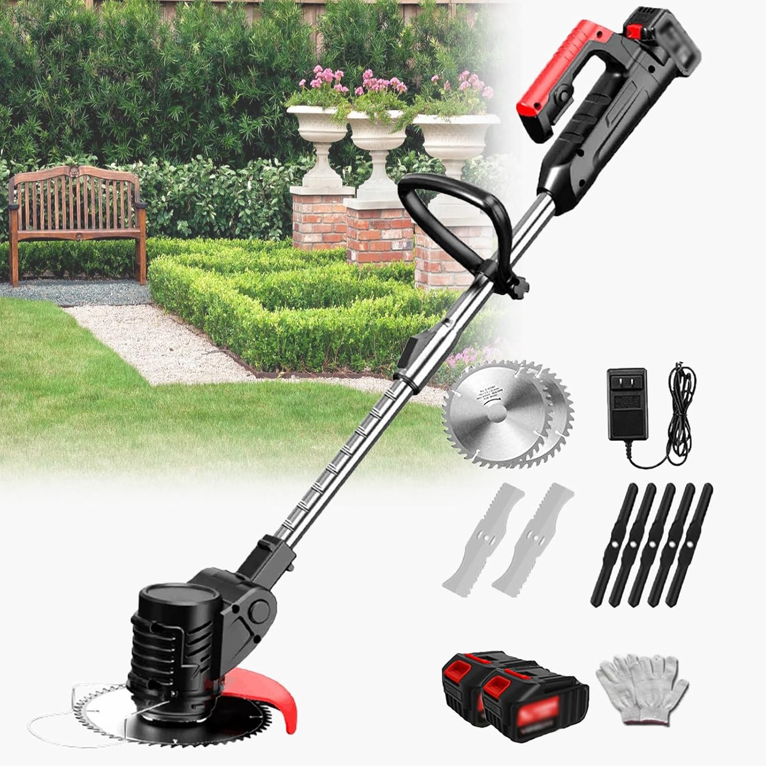 Handheld Electric Lawn Mower Portable Lawn Mowing Tool for Agriculture Household Cordless Weeder Garden Mowing Tool Lawn Brusher,24V/4.0Ah