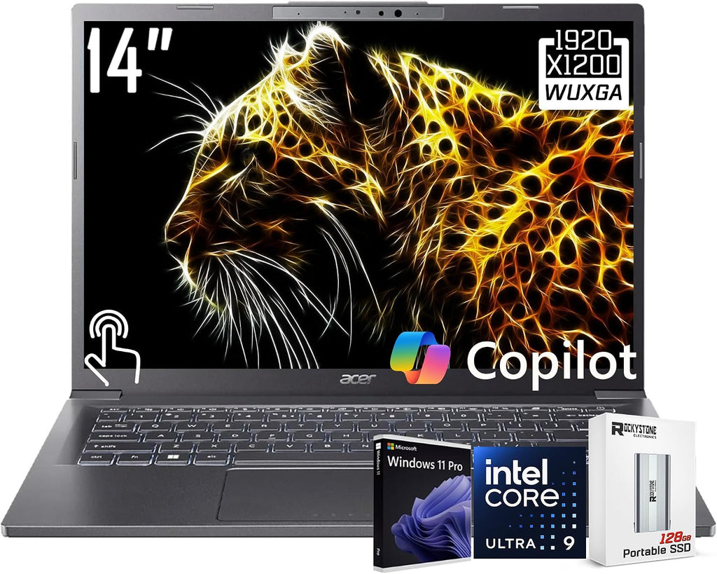 acer Aspire 14' AI Copilot+ PC WUXGA Touchscreen Laptop, Intel 8-core Ultra 9 288V (Up to 48 Tops), Intel ARC 140V, 32GB LPDDR5X, 1TB SSD, Wi-Fi 6E, FHD Webcam, W/128GB PSD&Stylus, Win11 PRO