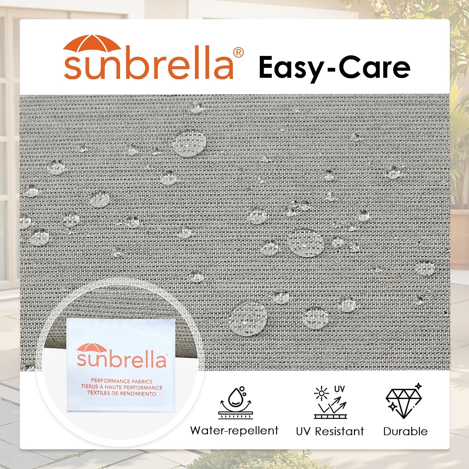 Outdoor Sunbrella Square Corner Seat Cushion, 19'x19'x3', Set of 4, Non Slip Outdoor Seat Cushion Pads with Removable Cover for Patio Furniture, Garden Yard Lawn, Specrtum Pebble