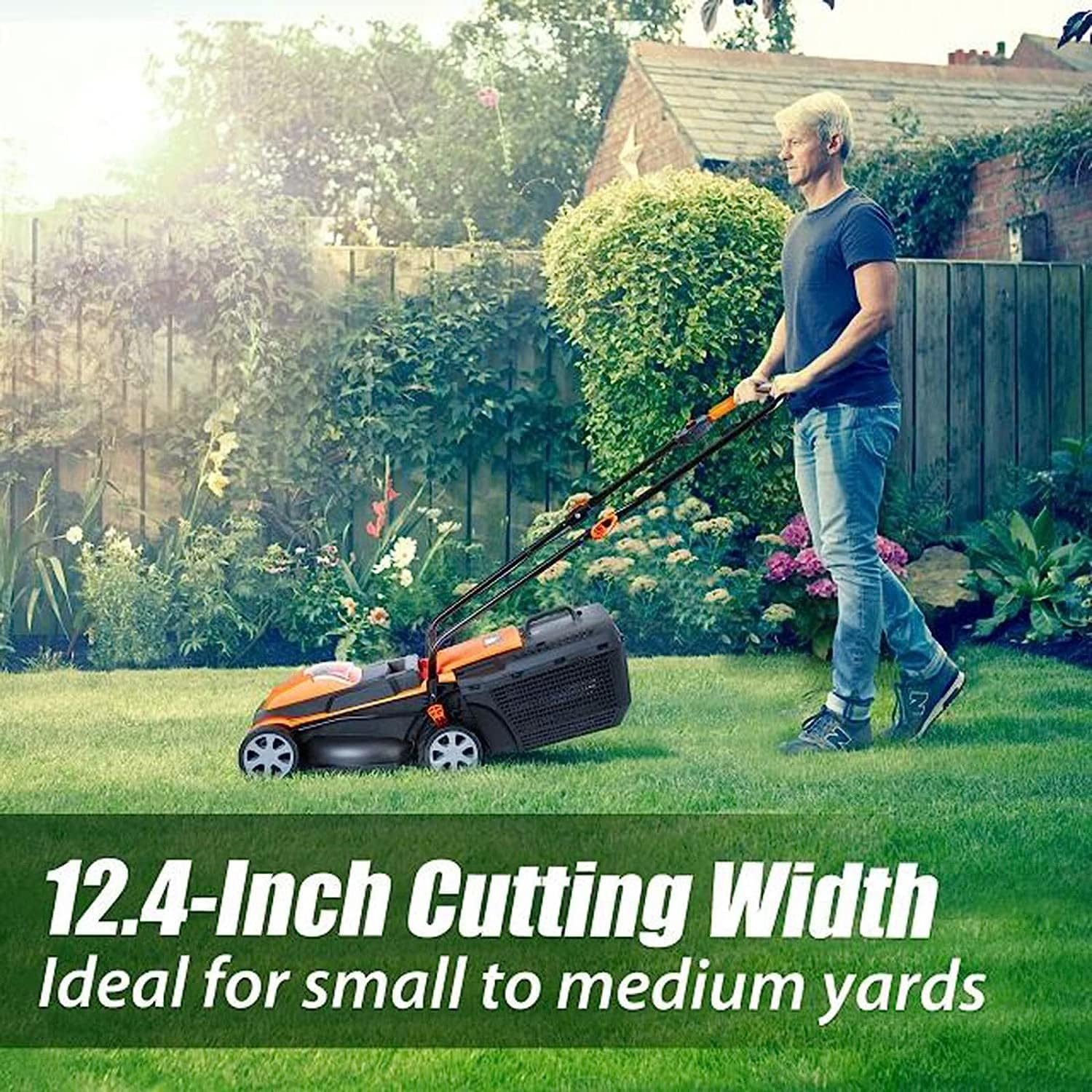 24V Electric Lawn Mower, 33cm Cutting Width, Self-Propelled, 2-in-1 Bagging/Mulching, 6 Height Positions, 30L Grass Bag