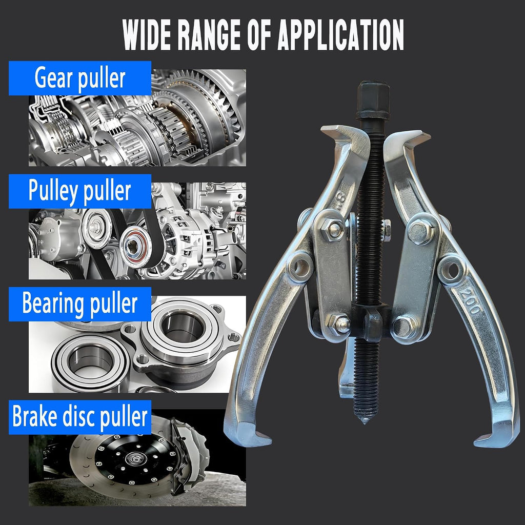 8 in 1 Gear Puller Set, 3' 4' 6' 8' Bearing Pulley Puller Kit, Cr-V Steel 2 Jaw & 3 Jaw Gear Puller with Reversible Jaws, 72Pcs Puller Set for Bearing Gear Pulley Flywheel Removal