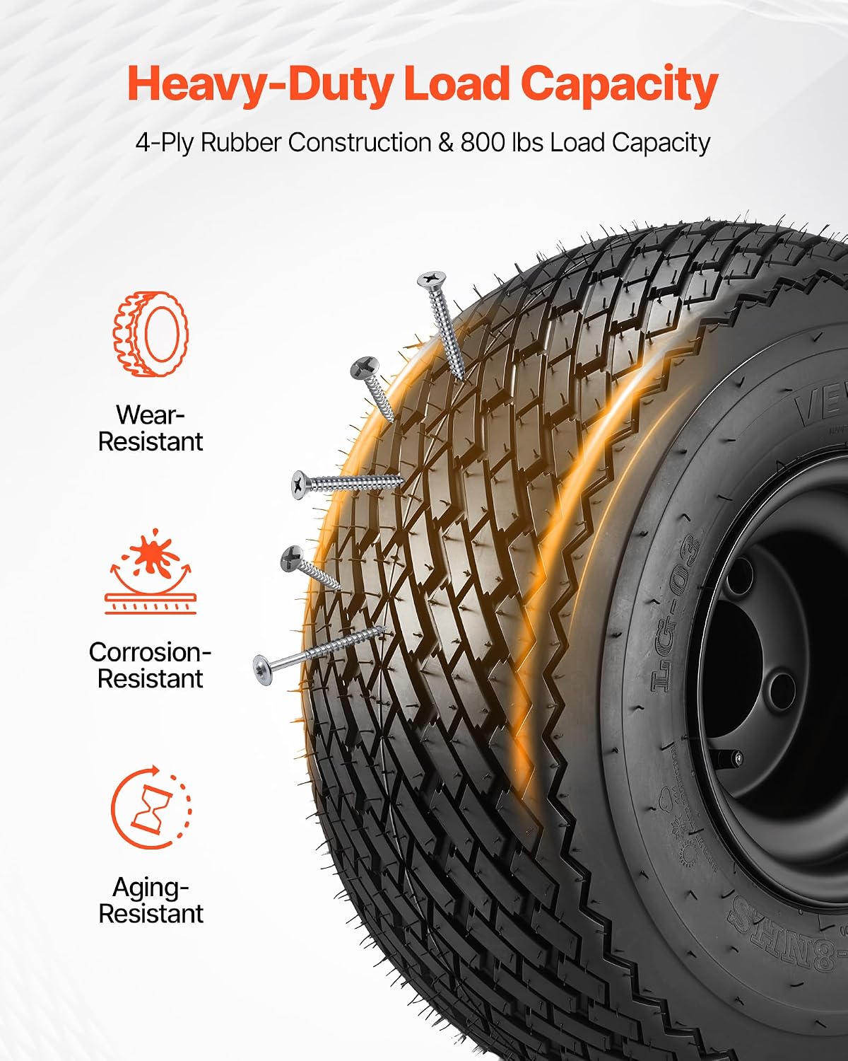 VEVOR Golf Cart Wheels, 8' 18x8.50-8 Black Steel Golf Cart Tires and Wheels Combo (Set of 4) Fit Club Car, EZGO, Yamaha, 4 Ply Rubber 4-Lug Lawn Mower Tires & Rims Assembly, 800 lbs Load, All-Terrain
