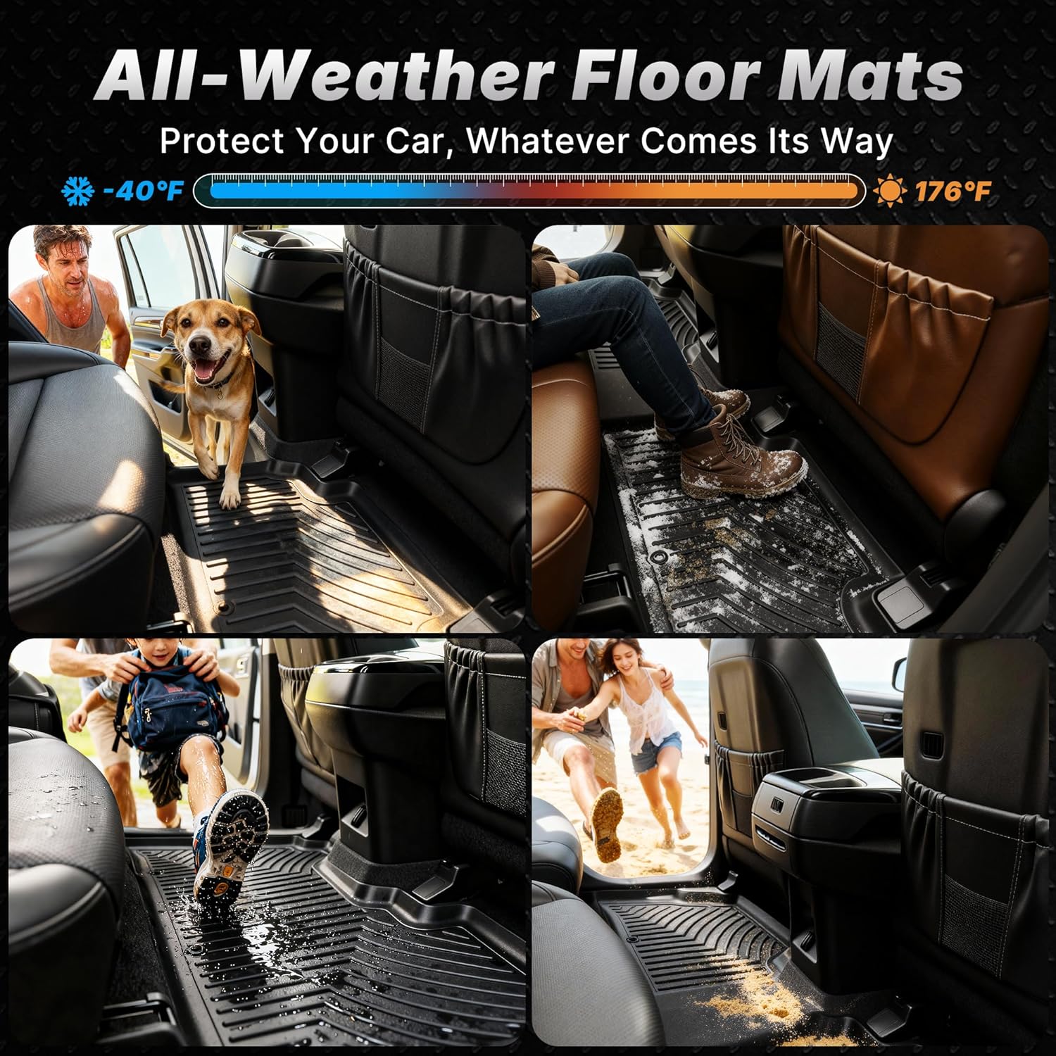 OEDRO Floor Mats Fit for Honda Pilot 2026 2025-2023, Includes 1st, 2nd and 3rd Row Floor Liners, Custom Fit TPE All Weather Car Liners, Black