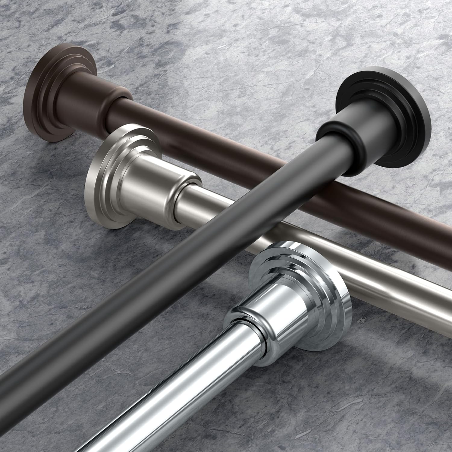 Gatco 819 Marina Shower Curtain Rod Set, 60 Inch, Solid Brass, Wall Mounted, Chrome