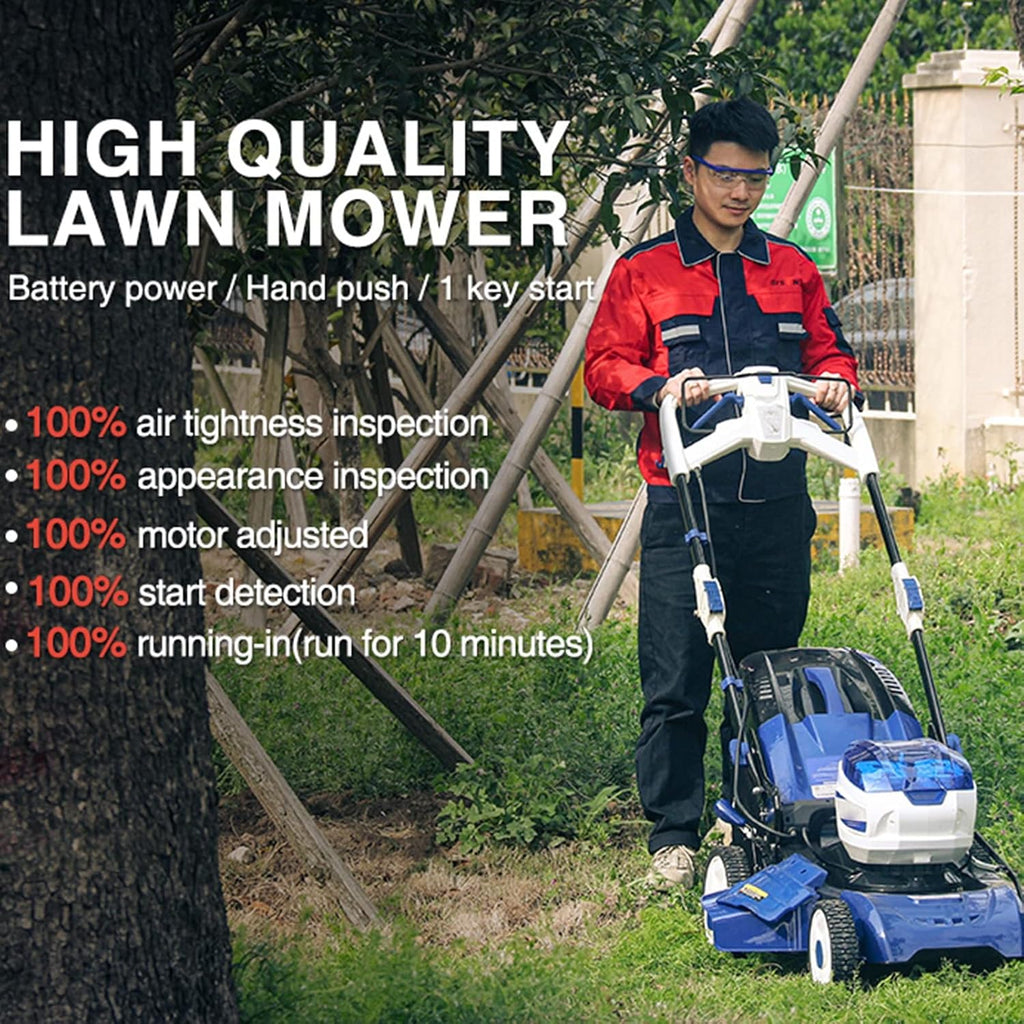 58V Lithium-Ion Electric Lawn Mowers Portable Battery Electric Lawn Mowers Cordless Walk-Behind Lawn Mowers Electric Lawn Mowers with Bagging Machines