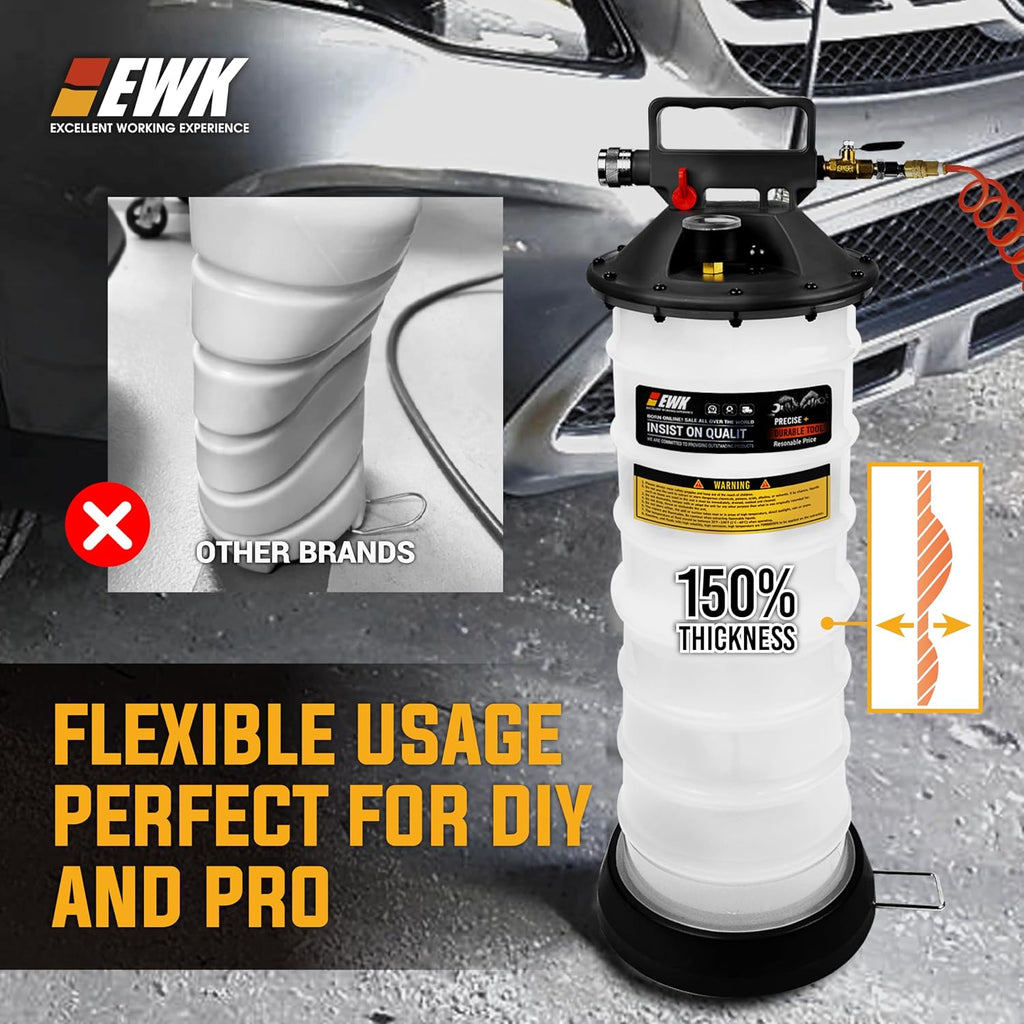 EWK 13.5L Heavy Duty Pneumatic Oil Extractor/Dispenser Pump, Fluid Vacuum Evacuator with Reinforced Tank, Oil Change Pump for Automotive Large Engines