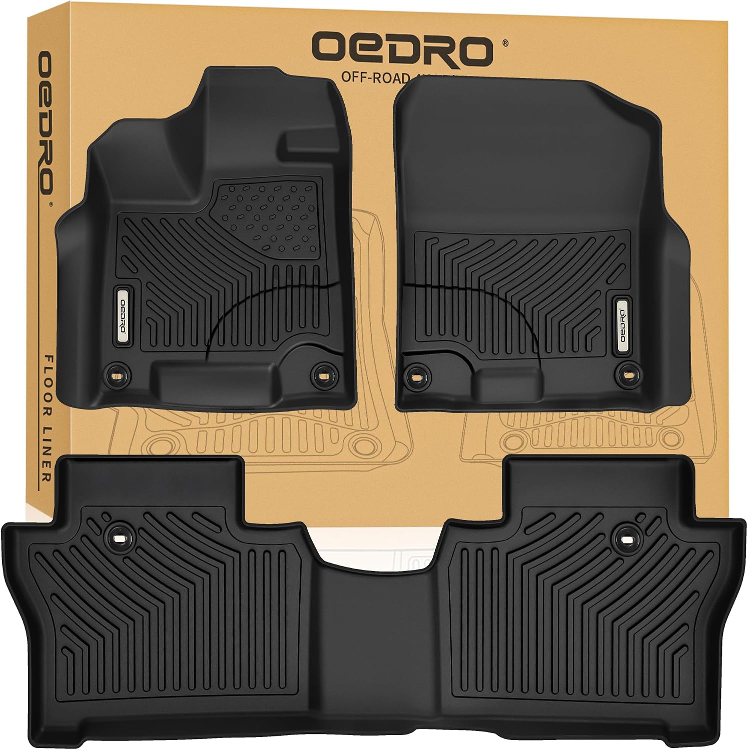 OEDRO Floor Mats Fit for 2019-2025 Honda Passport, TPE All-Weather Custom Fit Passport Floor Liners Fits 1st, 2nd Row Passport Accessories, Black