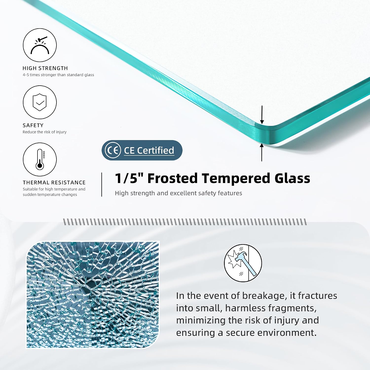 Goodyo Glass Shower Door 34' x 72' Frosted Tempered Glass Panel Fixed Shower Screen for Walk-in Bathroom Matte Black Frame