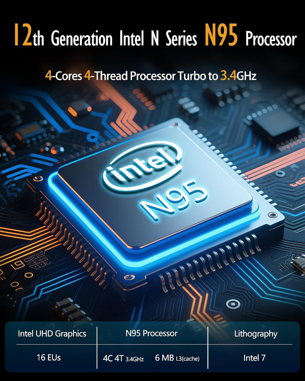 17 Inch Laptop Computers,12th Generation Processor N95 4C 4T(3.4Ghz),8GB DDR4 RAM 512GB SSD,1080P Display,10000mAh Large Battery,Type-C(Data), WiFi5,BT,RJ45,Dual Stereo Speakers, Backlit Keyboard.