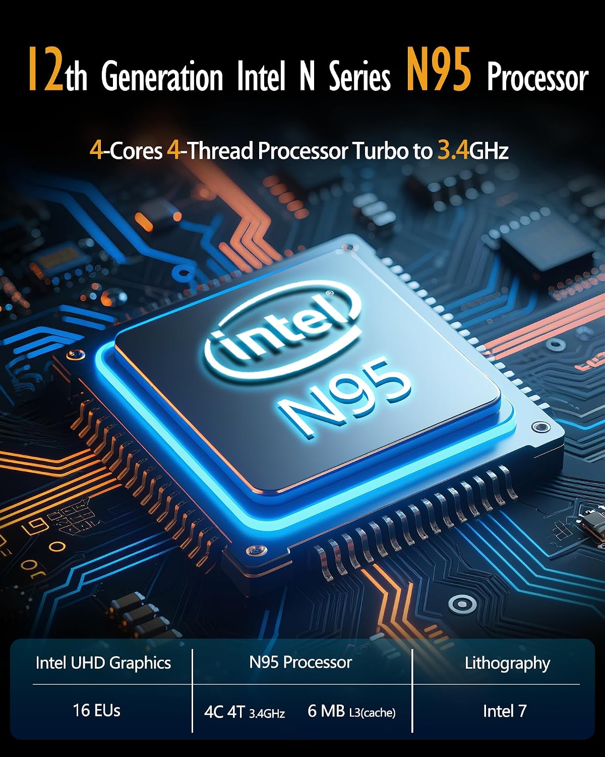 17 Inch Laptop Computers,12th Generation Processor N95 4C 4T(3.4Ghz),8GB DDR4 RAM 512GB SSD,1080P Display,10000mAh Large Battery,Type-C(Data), WiFi5,BT,RJ45,Dual Stereo Speakers, Backlit Keyboard.
