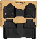 OEDRO Floor Mats Fit for 2014-2018 Silverado/Sierra 1500, 2015-2019 2500HD/3500HD Crew Cab, with 1st Row Bench Seat, Black TPE All-Weather Guard Includes 1st and 2nd Row: Full Set Liners