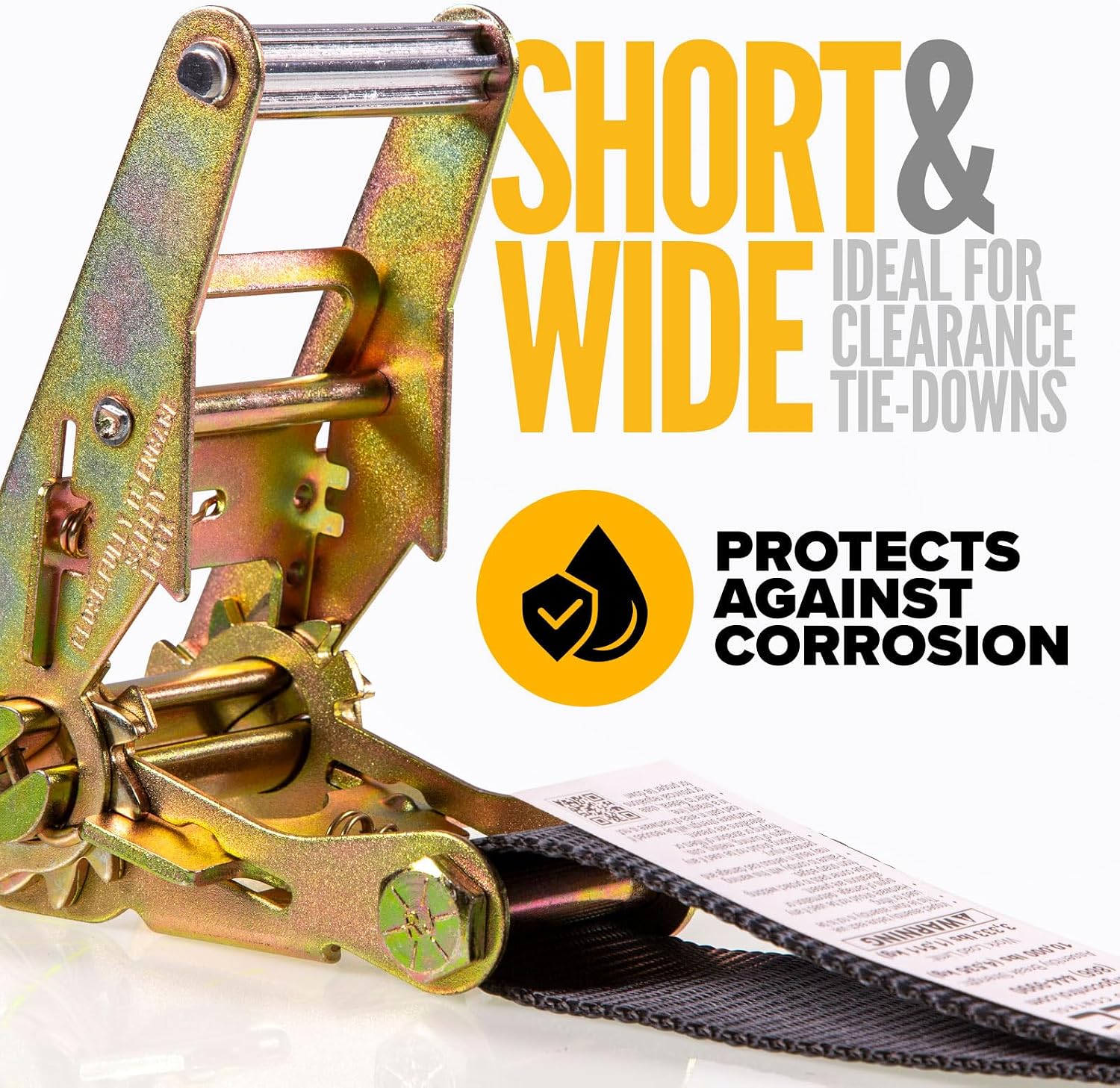 US Cargo Control Twisted Snap Hook Ratchet Straps 2 Inch x 8 Foot (15-Pack), 10,000 LBS Break Strength, Car Tie Down Straps for Trailers, Tie Down Cars, Motorcycles, Race Cars - Low-Profile Ratchet