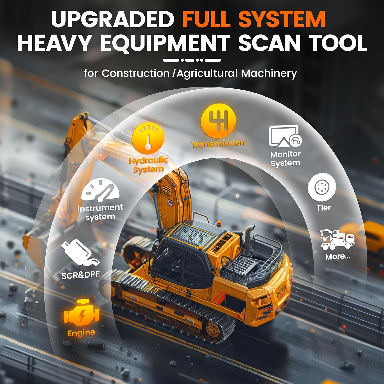 ANCEL HD3600 Heavy Equipment Diagnostic Tool with D-P-F Regen, Full System Heavy Duty Truck Scanner Machinery Scanner Diesel Code Reader Fit for Cummins, Caterpillar, John Deere, Komatsu, Yanmar&Case