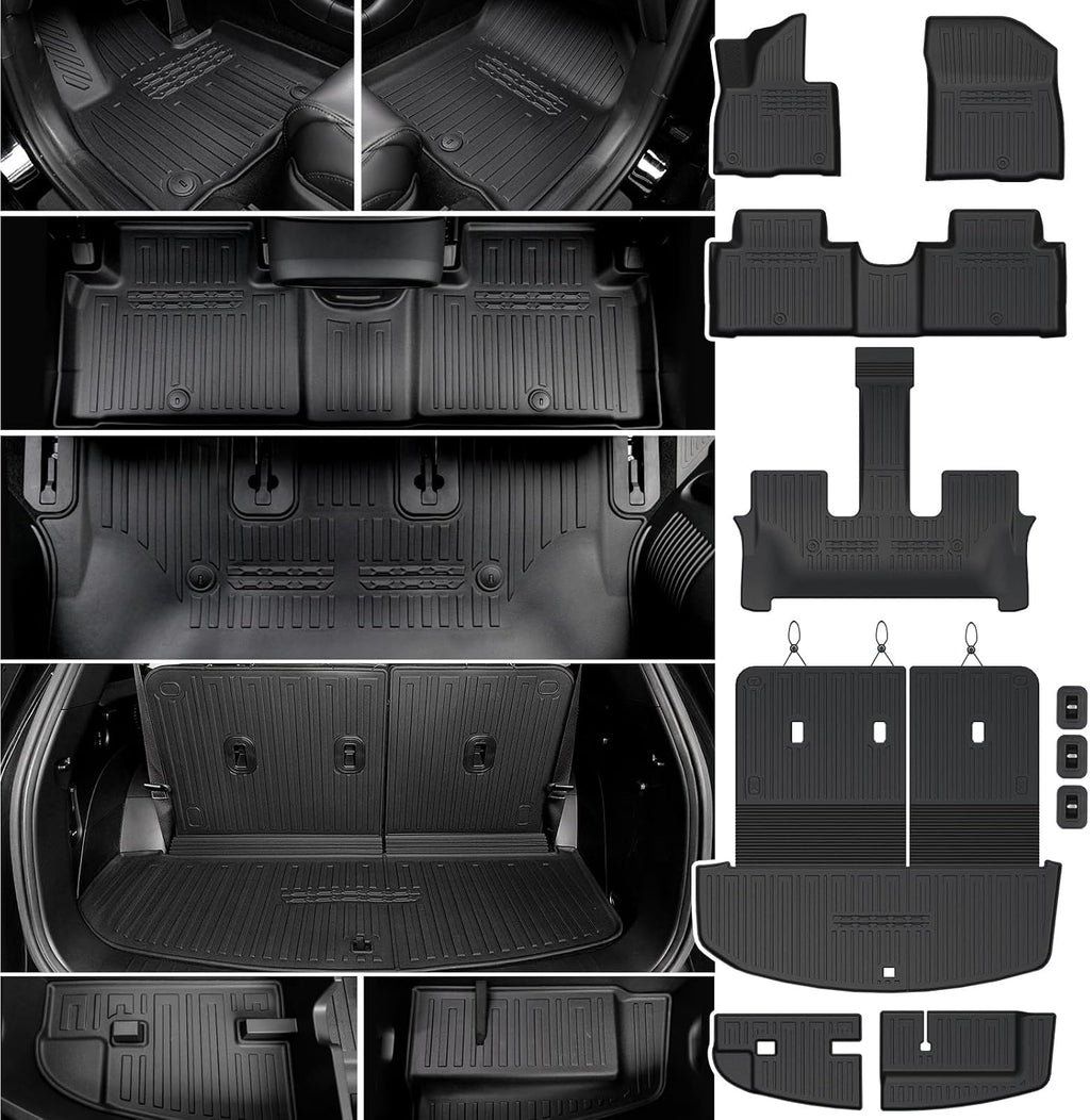 Floor Mats Set for 2026 Hyundai Palisade Gas 7&8 Seats (Not Fit Hybrid), All Weather TPE Cargo Liner Backrest Mats Trunk Lower Mat Accessories