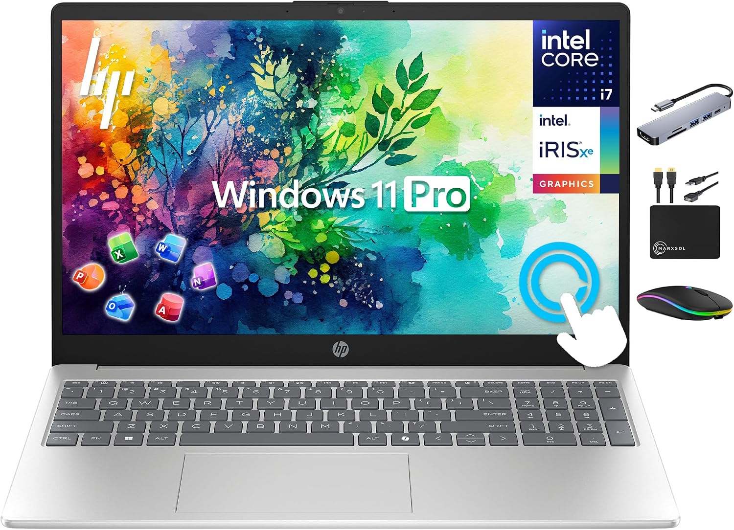 HP Ultra Performance Touchscreen Laptop 2025-2026 Business, Al Copilot, 10-Core Intel Core i7-1355U, 15.6' FHD, 32GB RAM, 1.5TB Storage (1TB SSD+500GB Ext), MarxsolAdd-on, Win 11 Pro, Lifetime Office