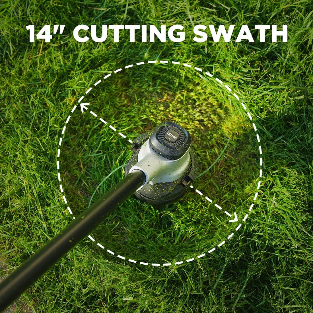 Litheli 2x20V Cordless String Trimmer, 14' Brushless Battery Powered Weed Eater, Electric Weed Wacker with Dual Line Bump Feed, Grass Trimmer for Lawn Care, U20 Series with 2x2.5Ah Batteries.