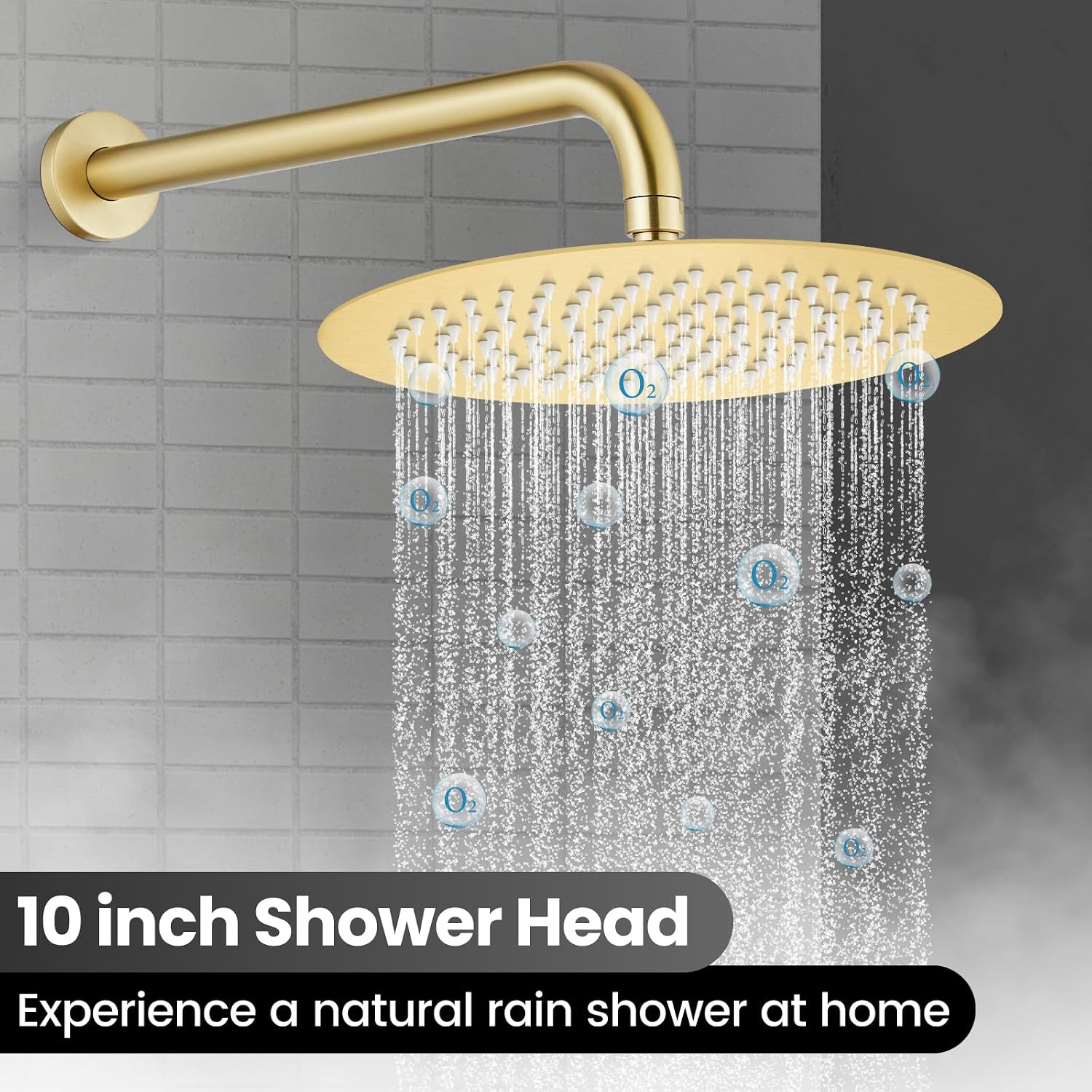 Airuida Shower Faucet Set, Bathtub Faucet Set with 10 Inch Rain Shower Head and Valve,2 Functions Tub Shower Faucet Set for Bathroom-Brushed Gold