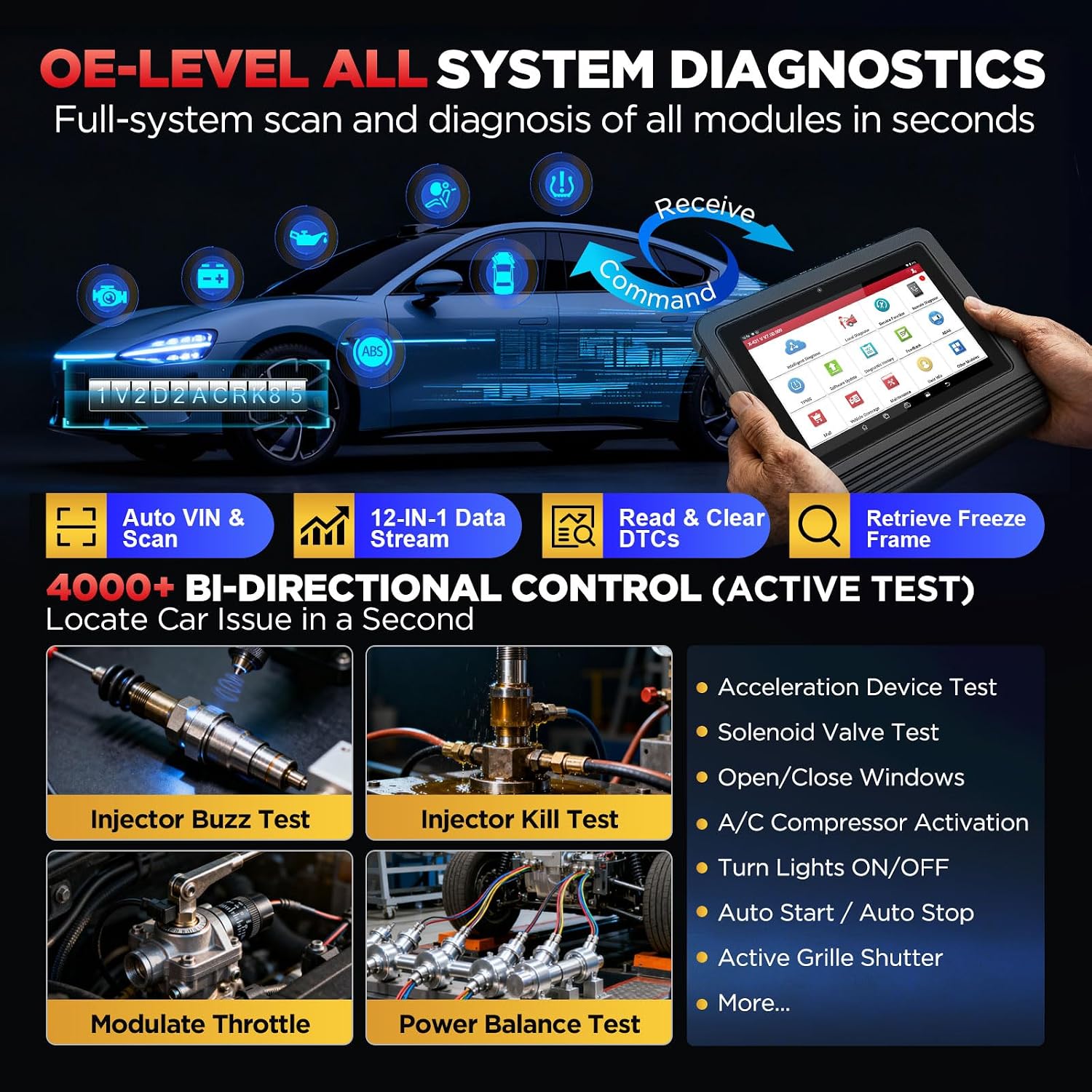 LAUNCH X431 Pro V5.0 2026 New Generation Automotive Diagnostic Scanner Tool, OEM Bluetooth Bidirectional OBD2 Scan Tool with CANFD & DOIP, 38+ Special Functions for All Cars