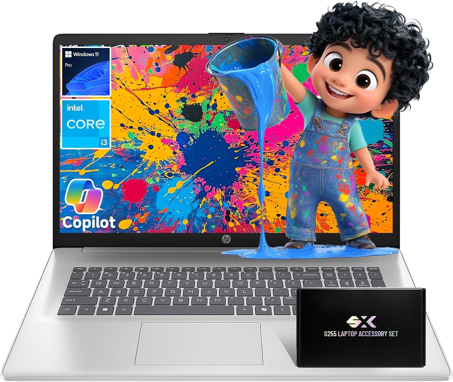 HP 17.3' Laptop for Business & Study, Intel 8-Core i3 Processor, 250 Nits Anti-Glare, Windows 11 Pro, Copilot AI, Wi-Fi 6 & Bluetooth 5.3, Up to 9 Hours Long Battery, Fast Charge,(16GB RAM |1TB SSD)