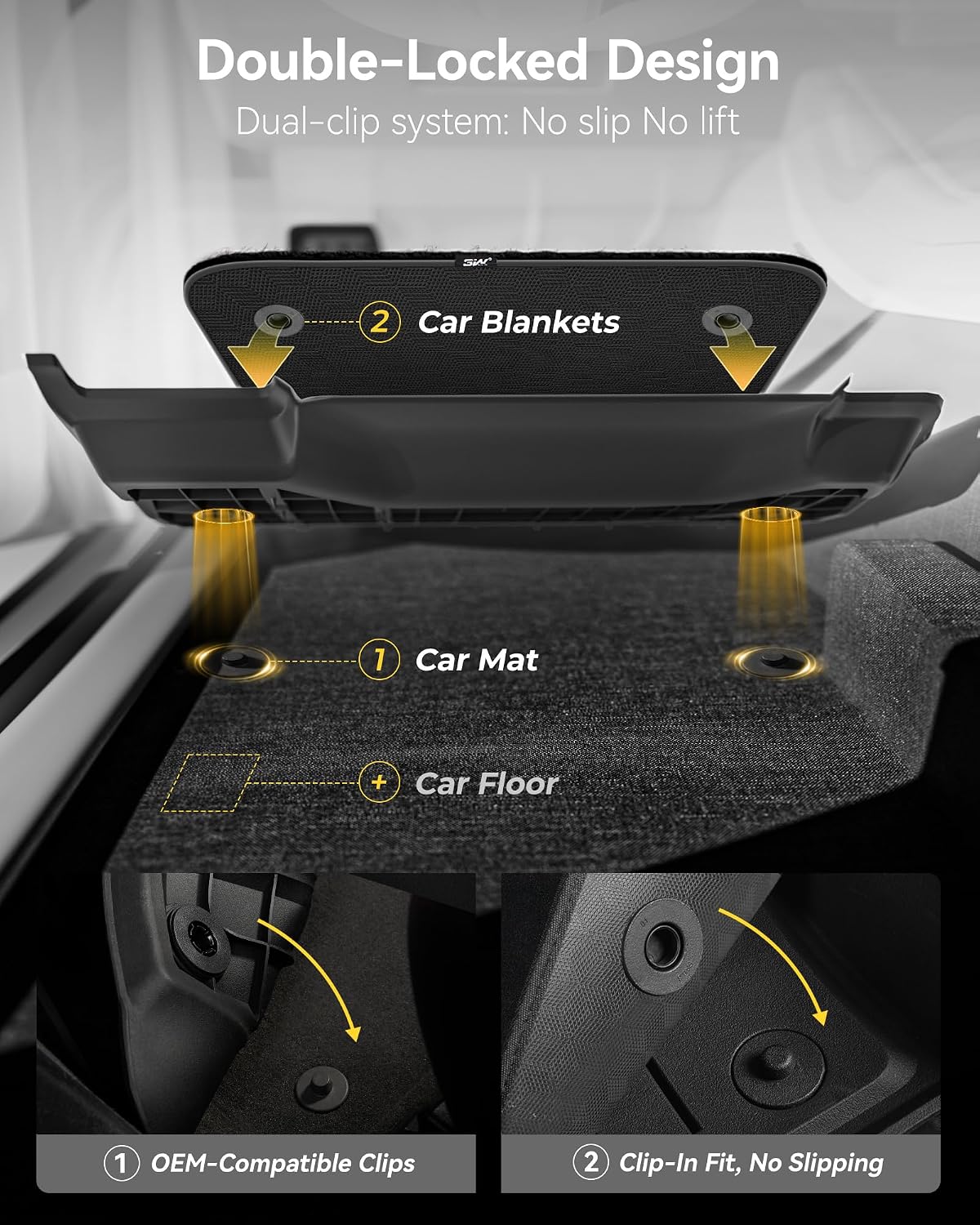 3W Floor Mats & Front Carpets Fit 2022-2026 Toyota Tundra (Only for CrewMax Cab), SR/SR5/TRD PRO/Limited/Platinum/Castone Custom Fit All-Weather TPE Front & Rear Row Floor Liner Black