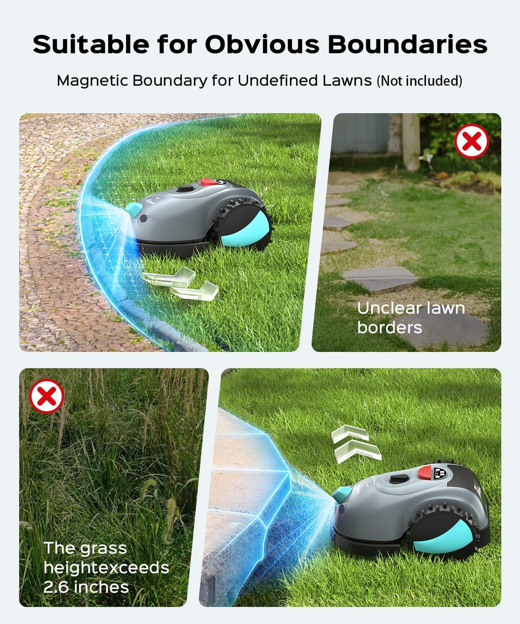 YARDCARE V100 Robotic Lawn Mower with Vision Navigation, Spot Spiral Mowing, Obstacle Avoidance, Adjustable Cutting Height, Low Noise, Ideal for Small Lawns