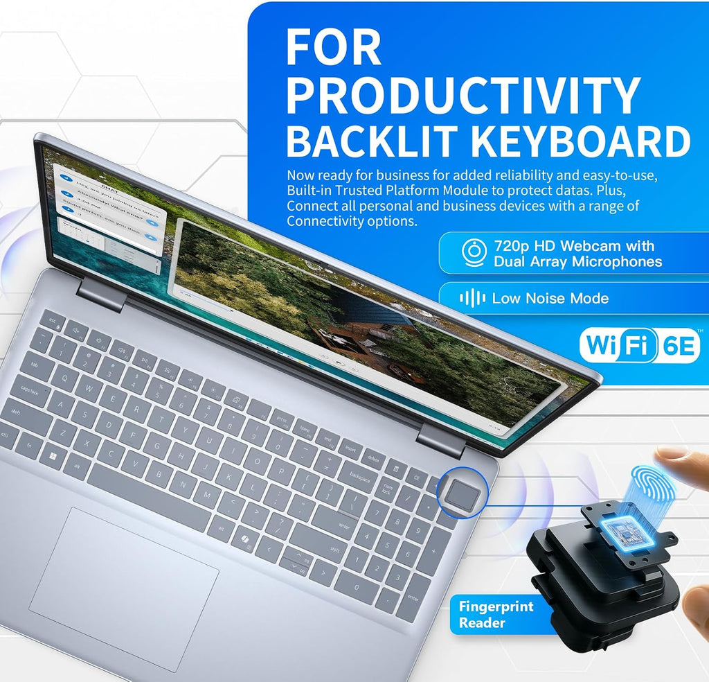 Dell Inspiron 16 Business Laptop Computer - AMD Ryzen 7-8840U(8-Core), AMD Radeon Graphics, 16' FHD+ Display, 32GB DDR5, 2TB SSD, Backlit Keyboard, Wi-Fi 6E, Fingerprint Reader, Windows 11 Pro