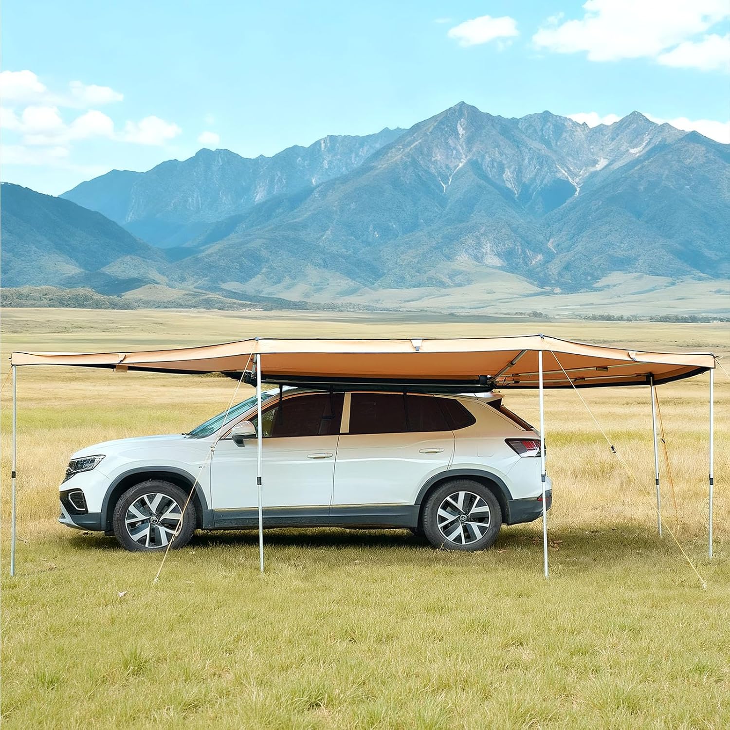 VEVOR 270 Degree Awning with Bulit-in LED Light 3 Colors, 117 sq.ft Driver Side Vehicle Awning, UV50+ Waterproof Car Side Awnings, All-Weather Overland Awnings Car Shelter for SUV Truck Camping