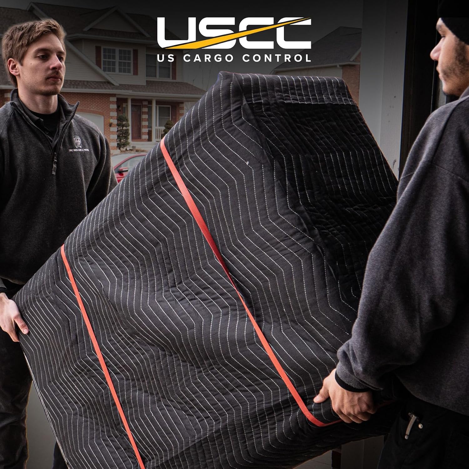 US Cargo Control Moving Blankets Heavy Duty 72'x80' 4-Pack (95 lbs/doz), Padded Furniture Blankets for Moving, Shipping, and Storage, Professional Quilted Furniture Pads, Tough Black Polyester