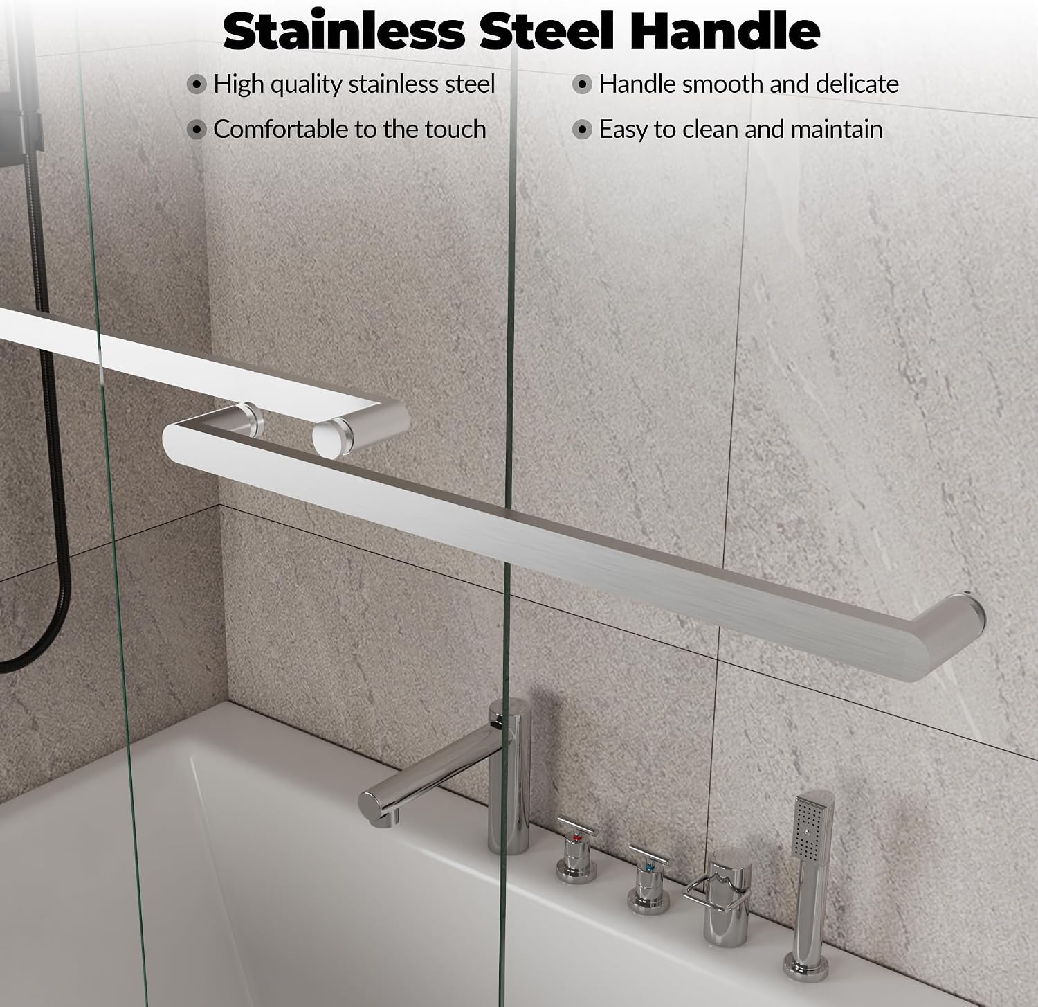 Sliding Tub Shower Door 56–60 × 59 Inch, Double Sliding Bathtub Shower Door with 6mm Tempered Glass, Brushed Finish Aluminum Frame, Easy Clean Glass Tub Door for Bathroom