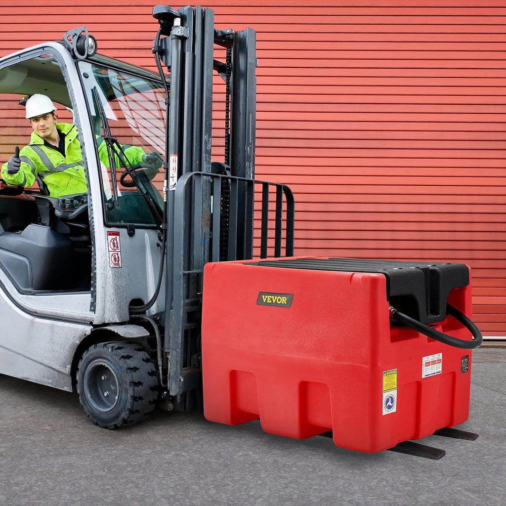 VEVOR Portable Diesel & Gasoline Tank, 48 Gallon, 10.6GPM Flow Rate, Diesel Fuel Tank with 12V Electric Transfer Pump, 13.1ft Hose, Auto Fueling Nozzle, Transfer Tank for Easy Fuel Transportation, Red