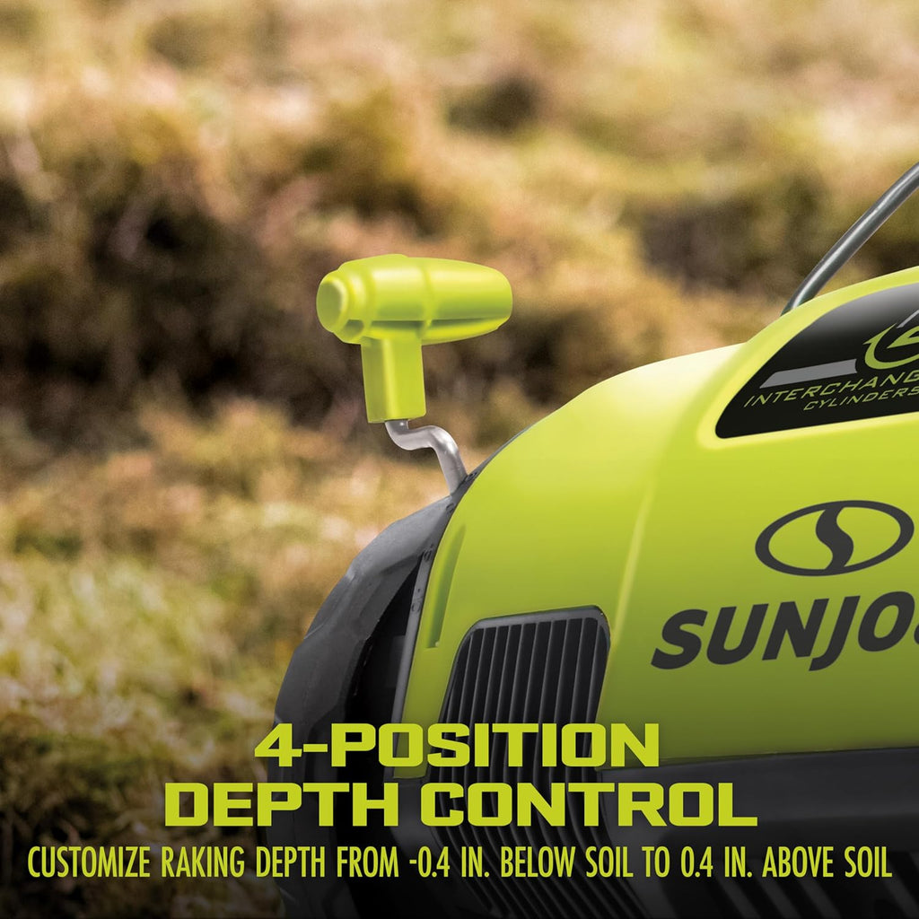 Sun Joe Corded Electric Lawn Dethatcher and Scarifier, 12-Amp, 12.6-Inch Cutting Width - Heavy-Duty Yard Trimmer and Mower Machine for Gardening Care and Maintenance, AJ798E
